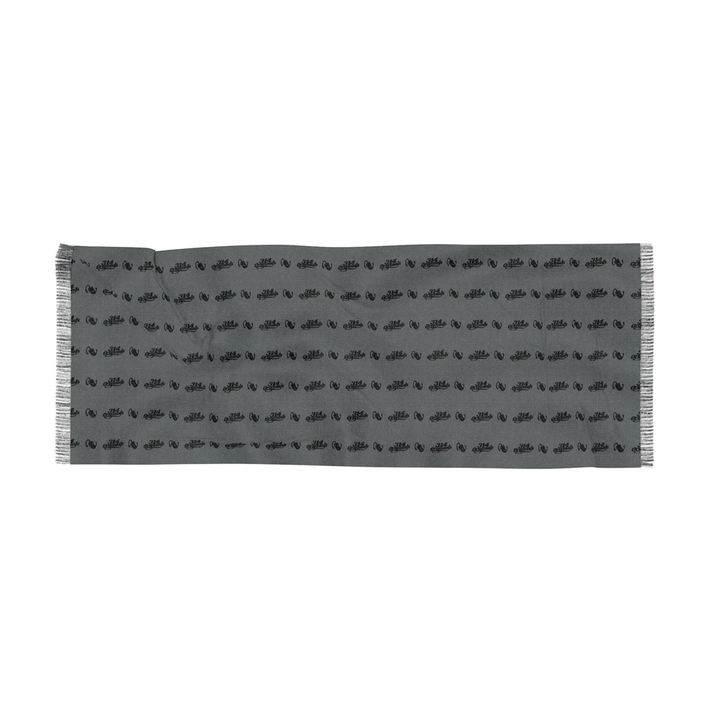 Grey Knit Scarf with Subtle Repeating Pattern — Lightweight Everyday Accessory - 314 Originals