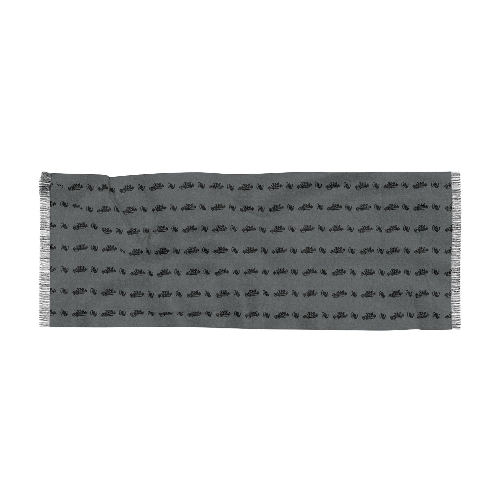 Grey Knit Scarf with Subtle Repeating Pattern — Lightweight Everyday Accessory - 314 Originals