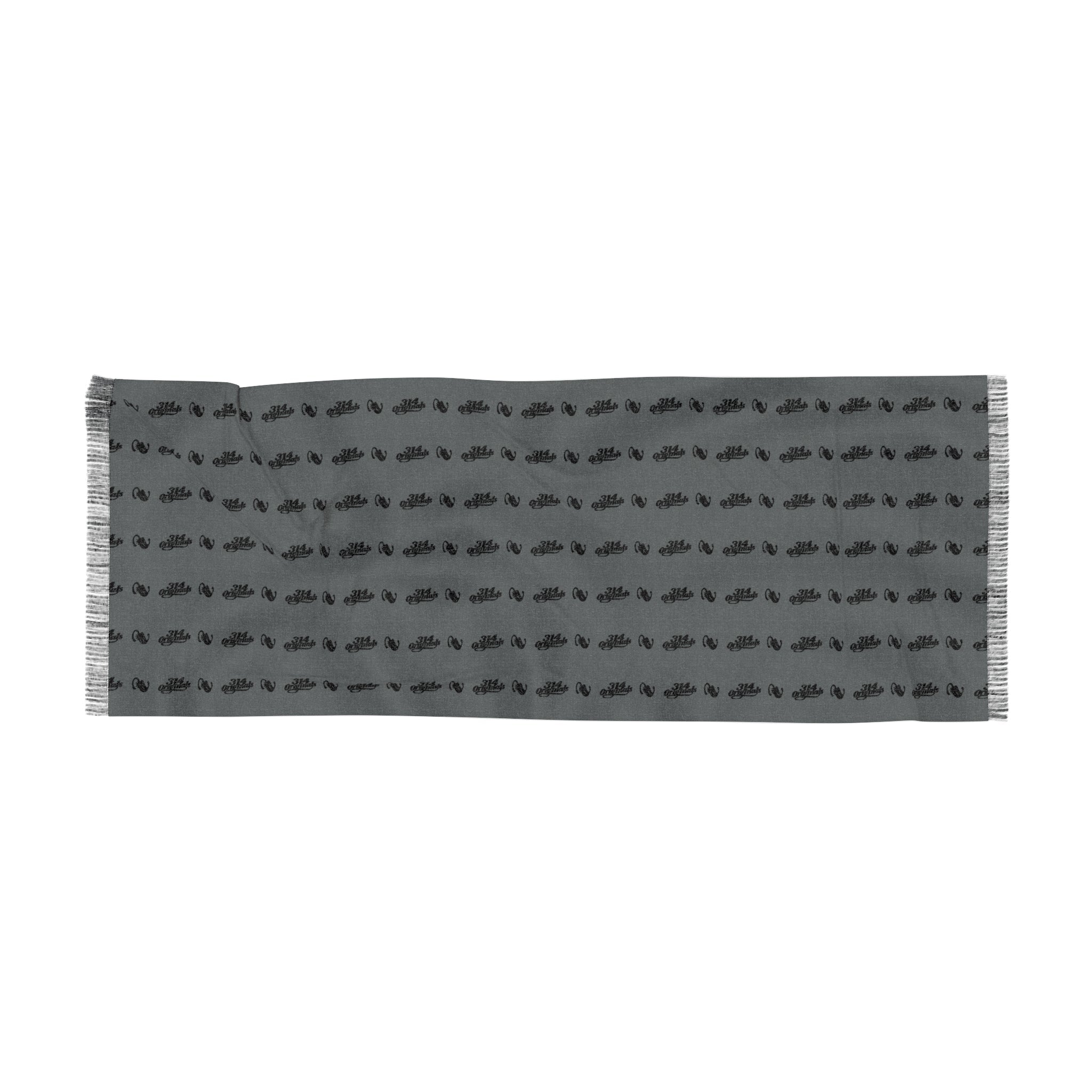 Grey Knit Scarf with Subtle Repeating Pattern — Lightweight Everyday Accessory - 314 Originals