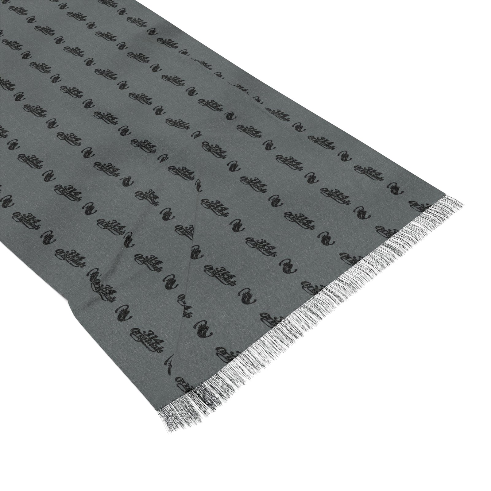Grey Knit Scarf with Subtle Repeating Pattern — Lightweight Everyday Accessory - 314 Originals