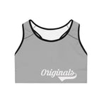 Grey Sports Bra — "Originals" Pink Script Athletic Crop Top - 314 Originals