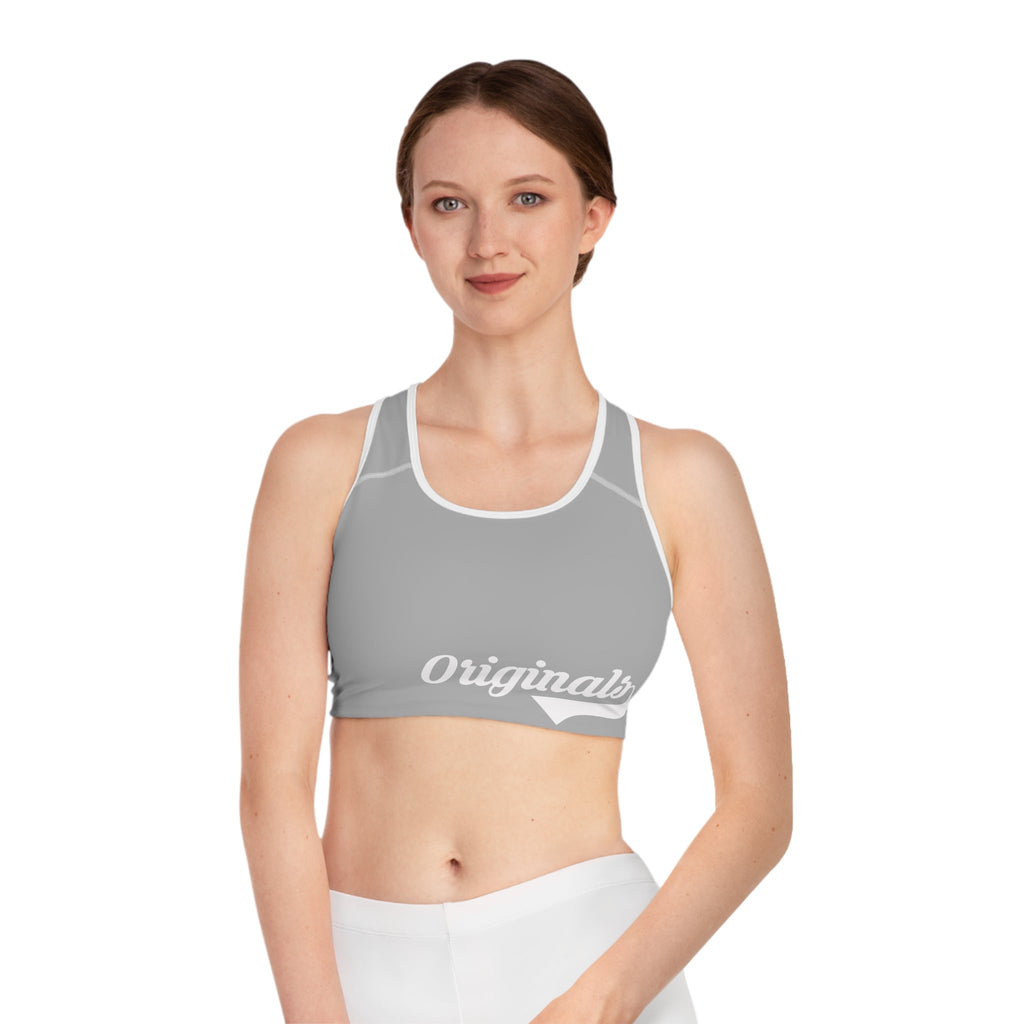 Grey Sports Bra — "Originals" Pink Script Athletic Crop Top - 314 Originals