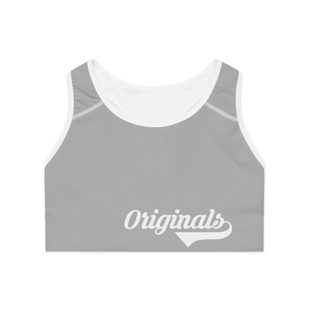 Grey Sports Bra — "Originals" Pink Script Athletic Crop Top - 314 Originals