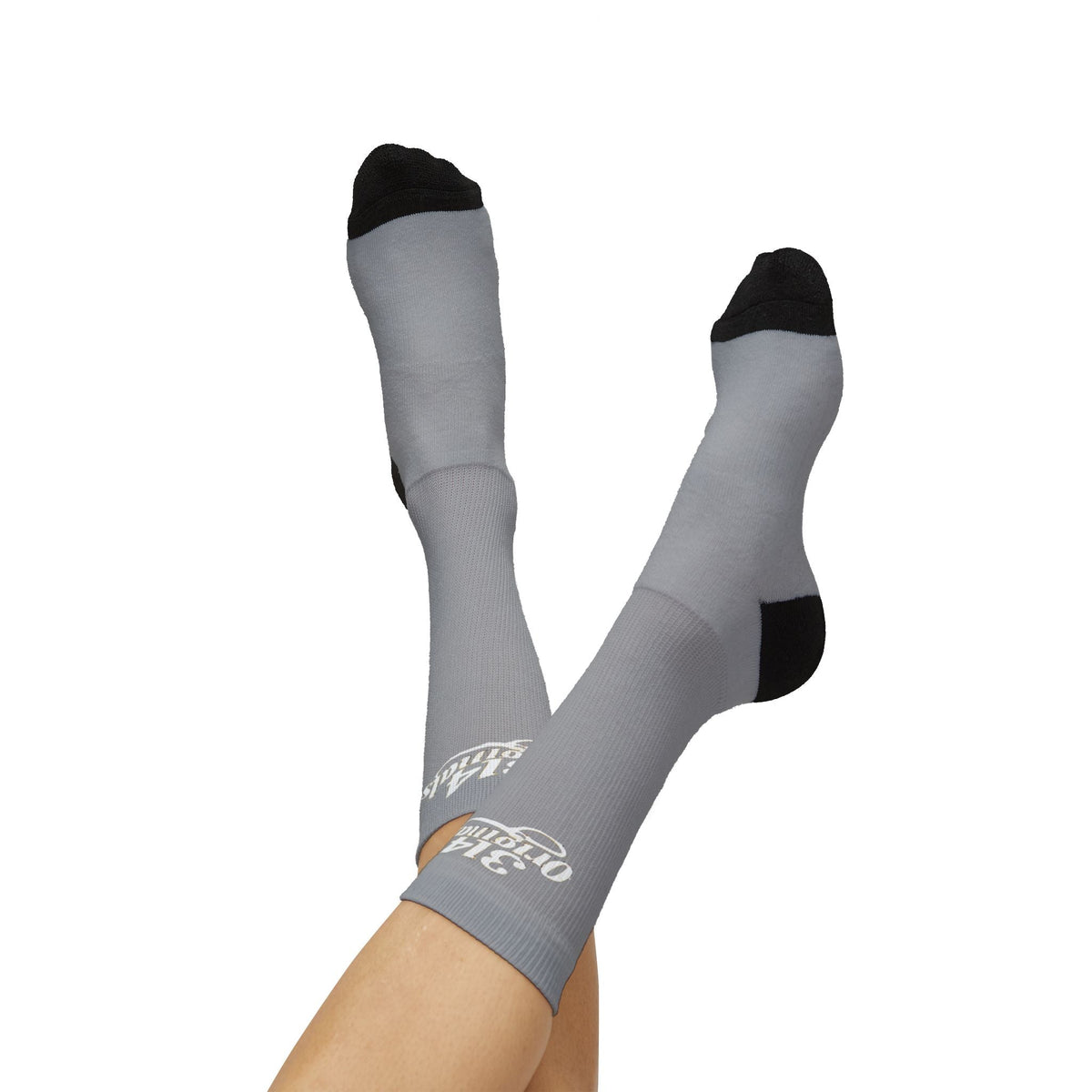 Grey Sublimation Socks with '314 Originals' Script — Athletic Crew Socks - 314 Originals