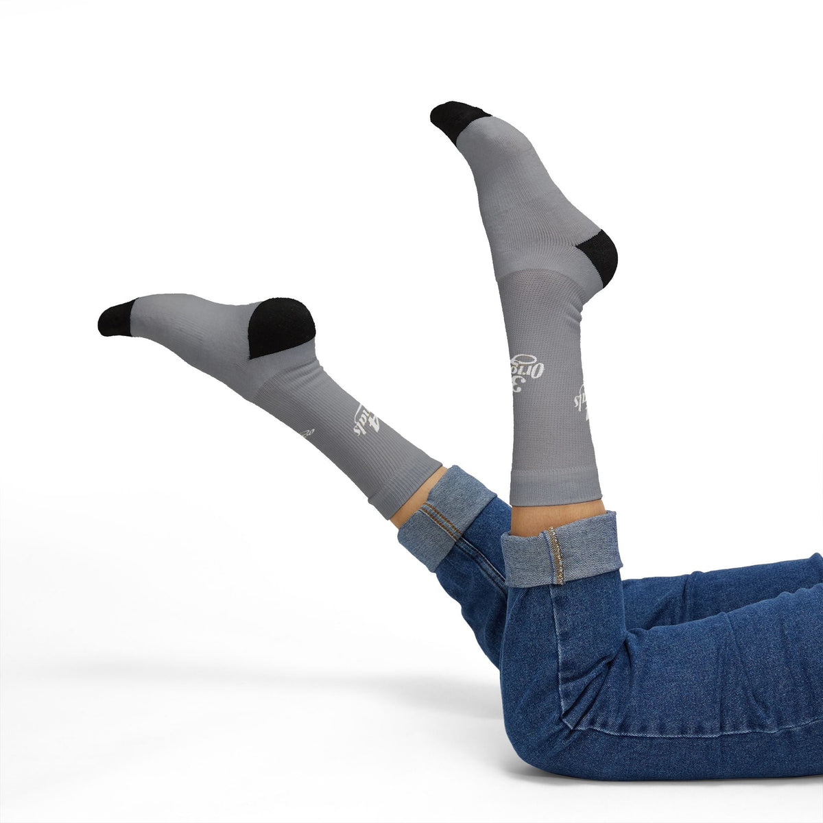 Grey Sublimation Socks with '314 Originals' Script — Athletic Crew Socks - 314 Originals