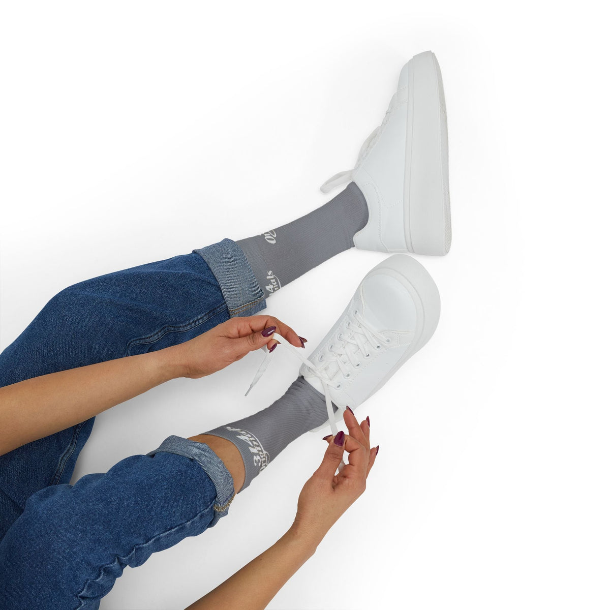 Grey Sublimation Socks with '314 Originals' Script — Athletic Crew Socks - 314 Originals