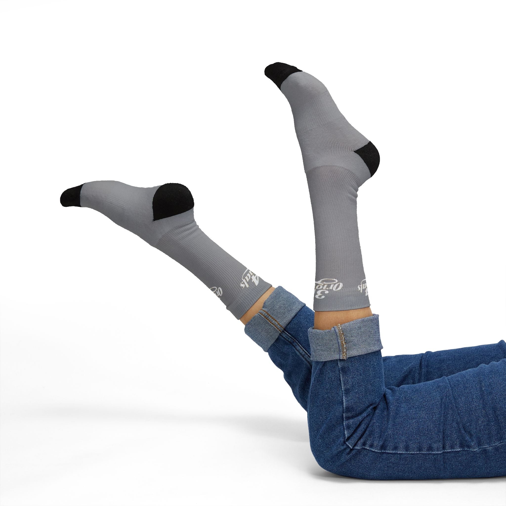 Grey Sublimation Socks with '314 Originals' Script — Athletic Crew Socks - 314 Originals