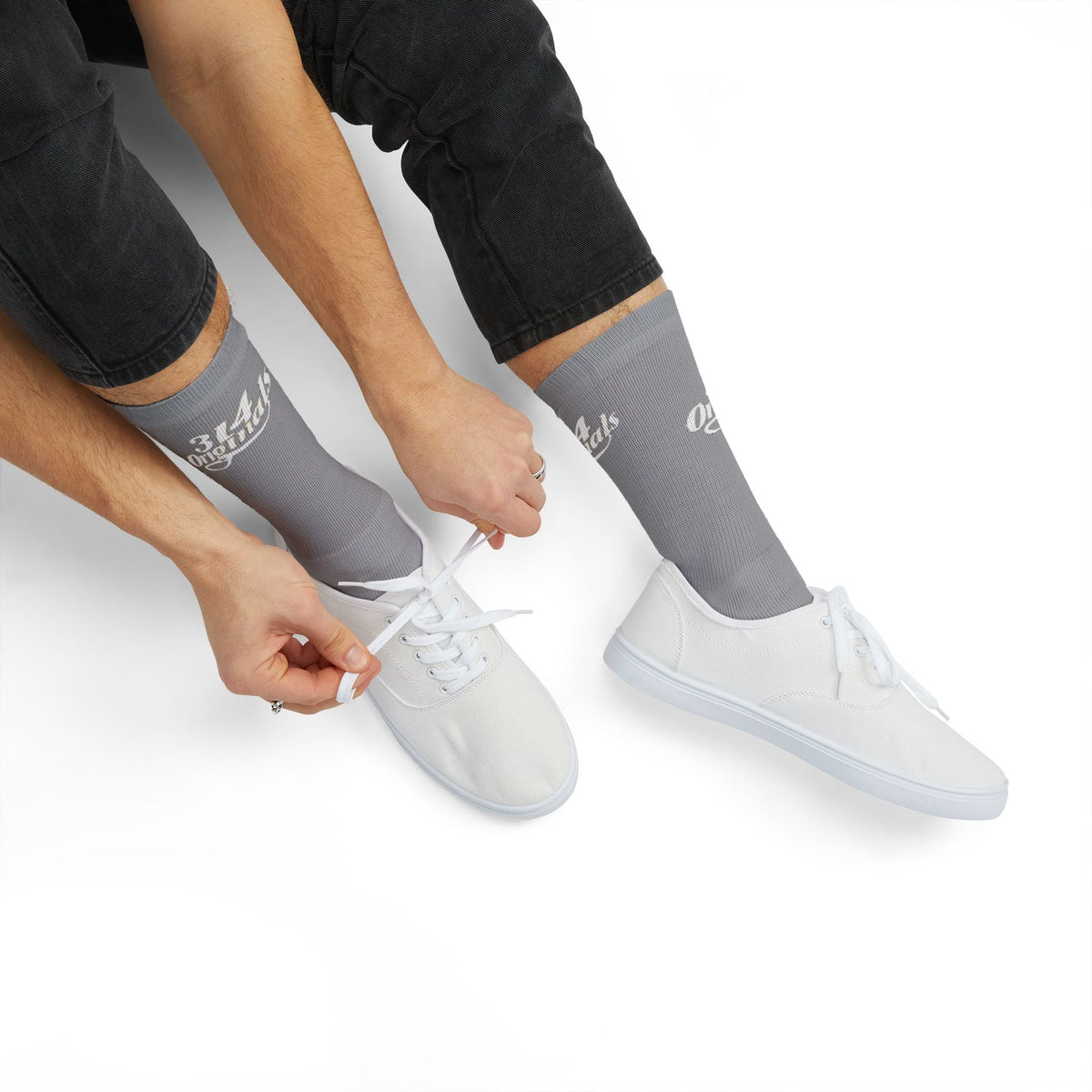 Grey Sublimation Socks with '314 Originals' Script — Athletic Crew Socks - 314 Originals