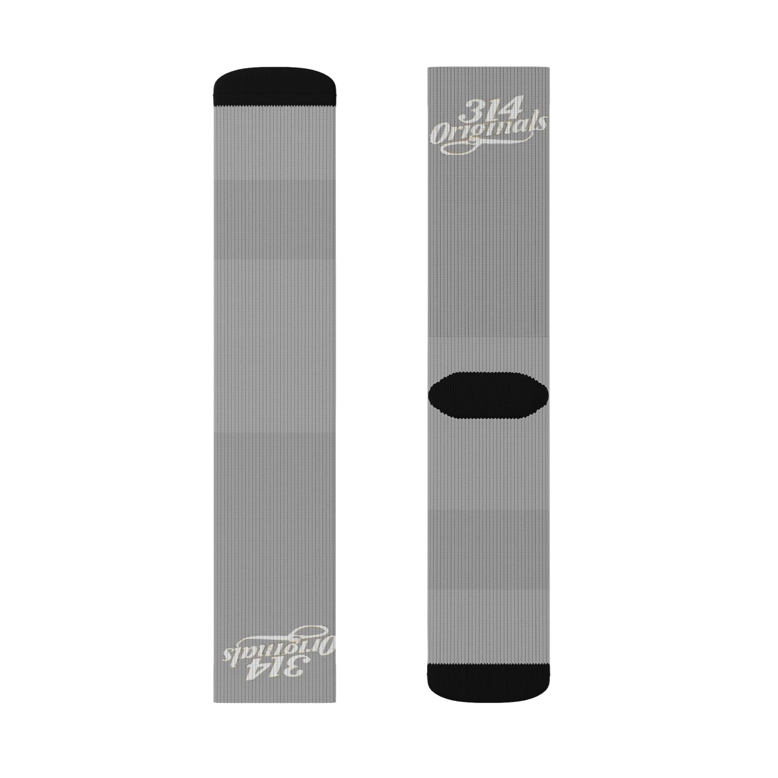 Grey Sublimation Socks with '314 Originals' Script — Athletic Crew Socks - 314 Originals