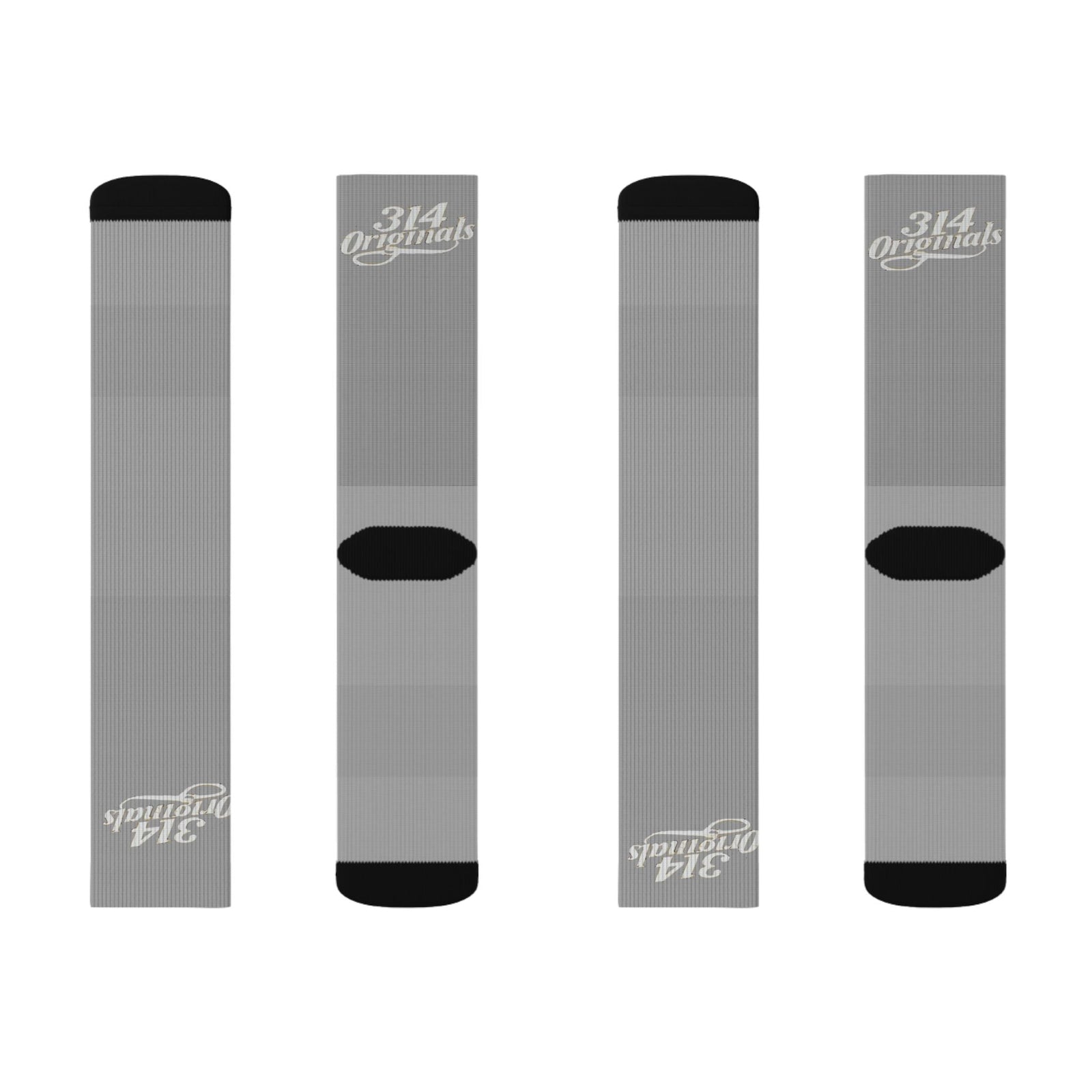 Grey Sublimation Socks with '314 Originals' Script — Athletic Crew Socks - 314 Originals