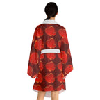 Heart Pattern Kimono Robe — Red Valentine Long Sleeve Lounge Wrap - 314 Originals