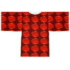 Heart Pattern Kimono Robe — Red Valentine Long Sleeve Lounge Wrap - 314 Originals