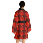 Heart Pattern Kimono Robe — Red Valentine Long Sleeve Lounge Wrap - 314 Originals