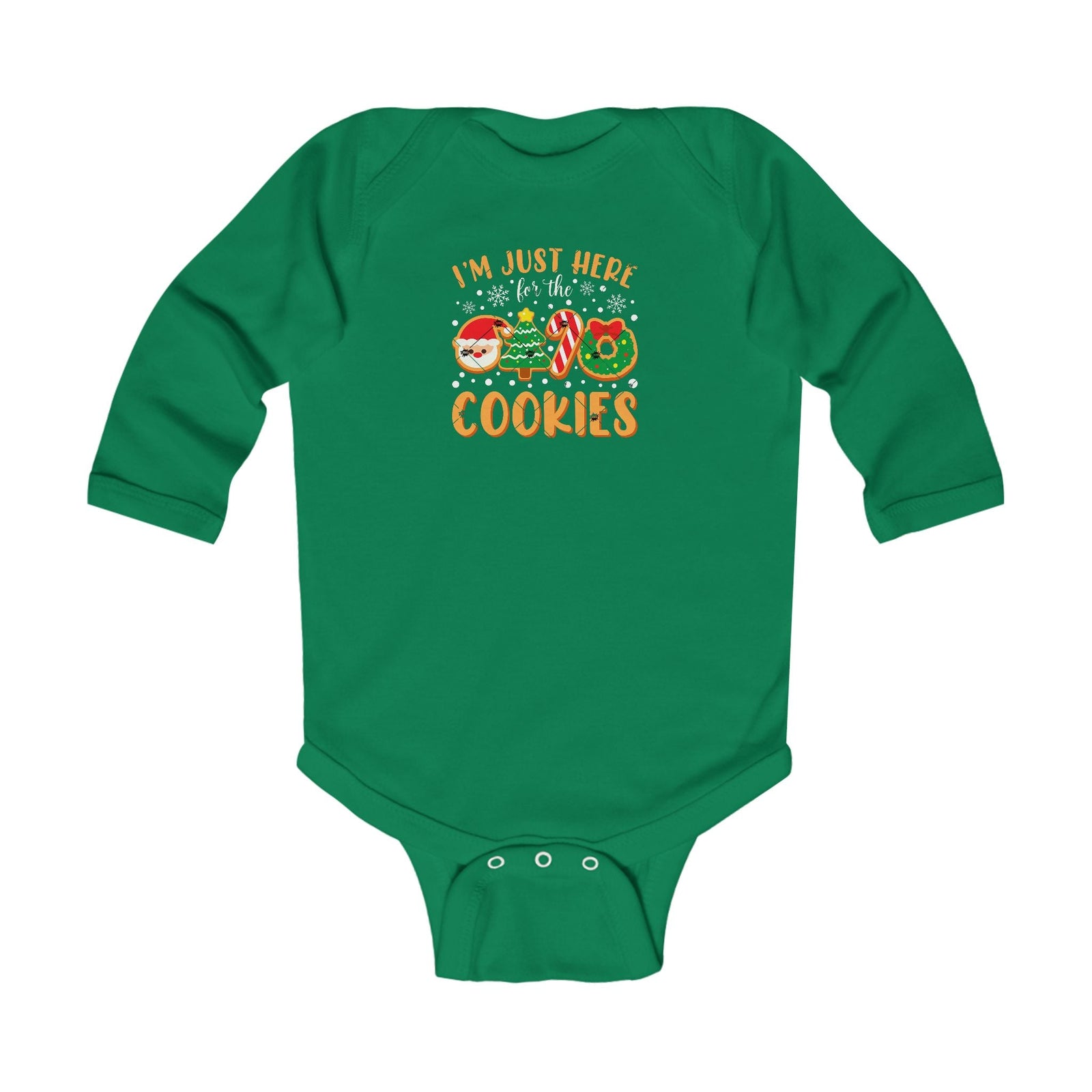 "I'm Just Here for the Cookies" Christmas Cookie Cute Infant Long Sleeve Onesie - 314 Originals