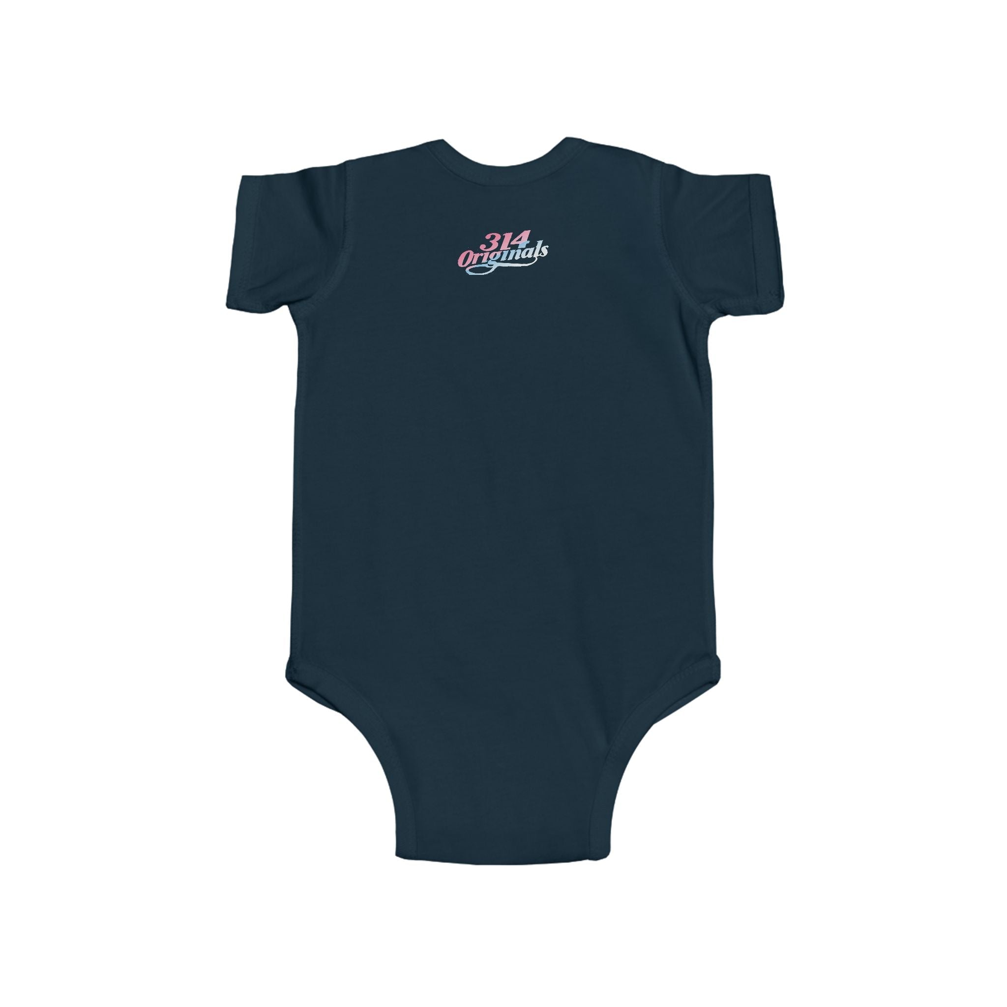 Infant Bodysuit - "Eat. Sleep. Poop. Repeat." Cute Baby Onesie (Pink & Blue Text) - 314 Originals