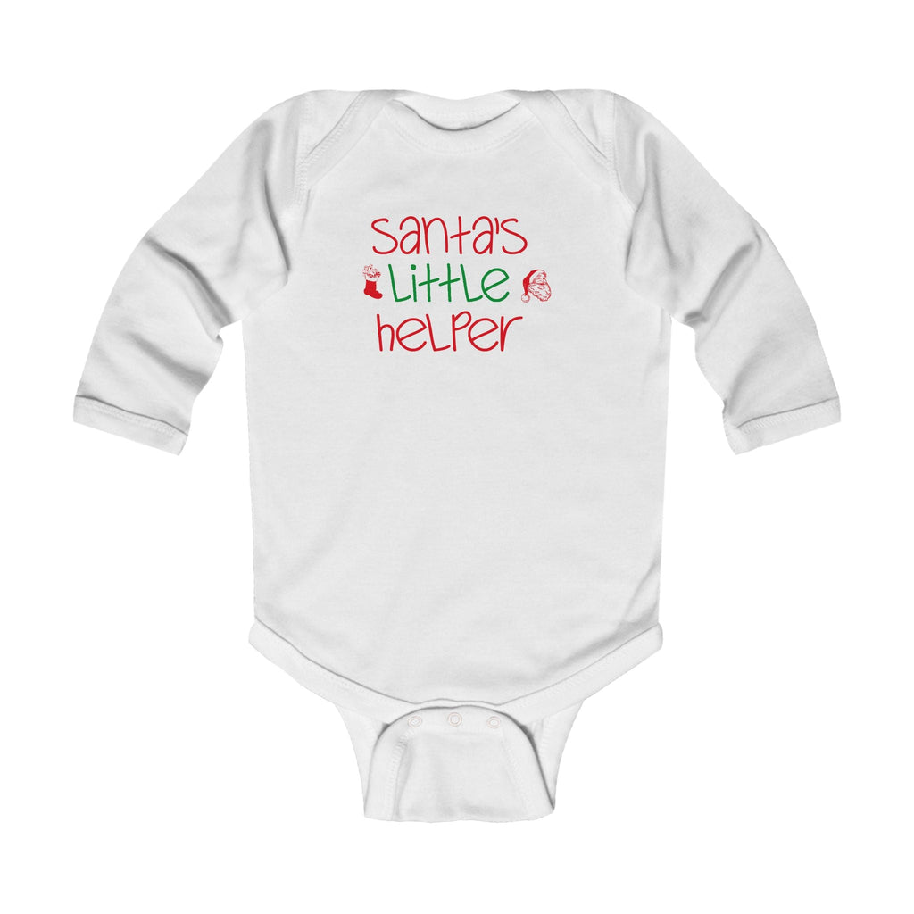 Infant Bodysuit - "Santa's Little Helper" Christmas Long Sleeve Baby Onesie - 314 Originals