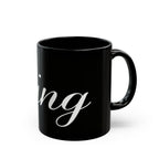King Crown Black Coffee Mug – Elegant Script Royalty Gift (11oz & 15oz) - 314 Originals