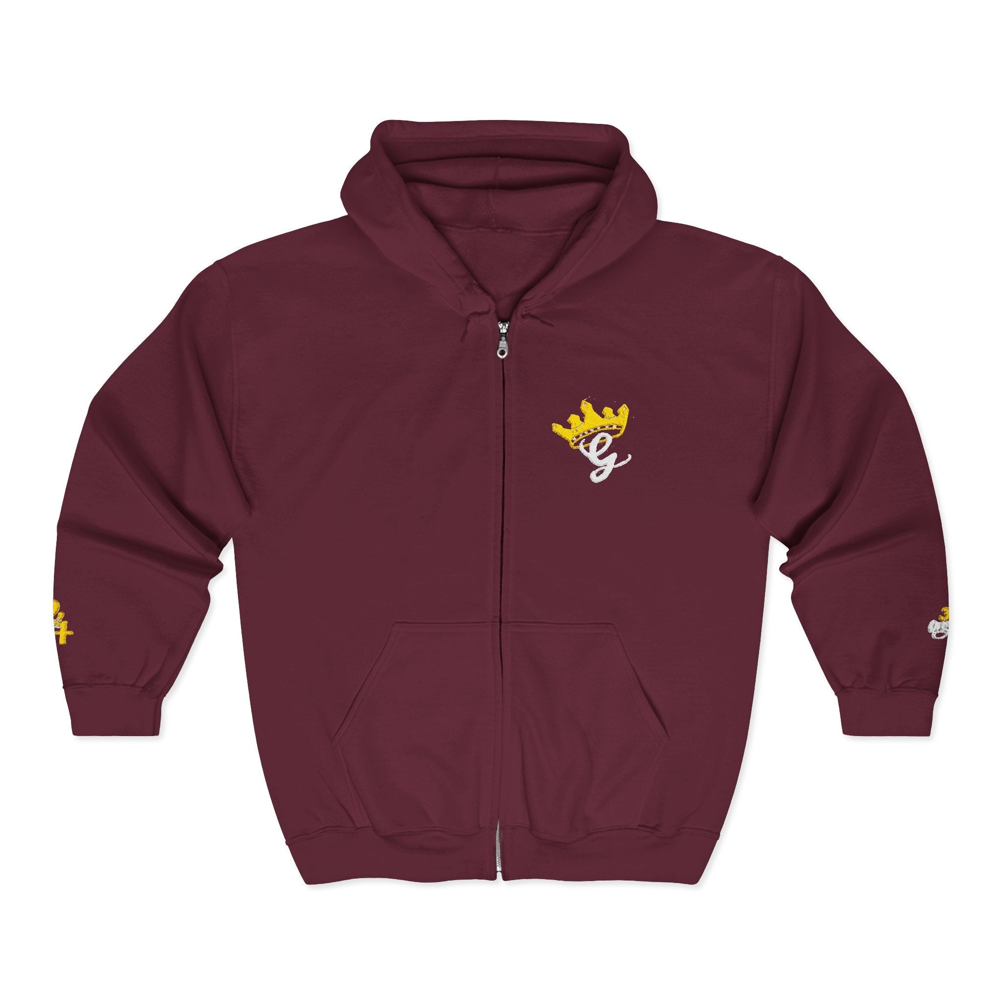 King's Gear Zip Hoodie — Full‑Zip with Gold Crown Emblem - 314 Originals