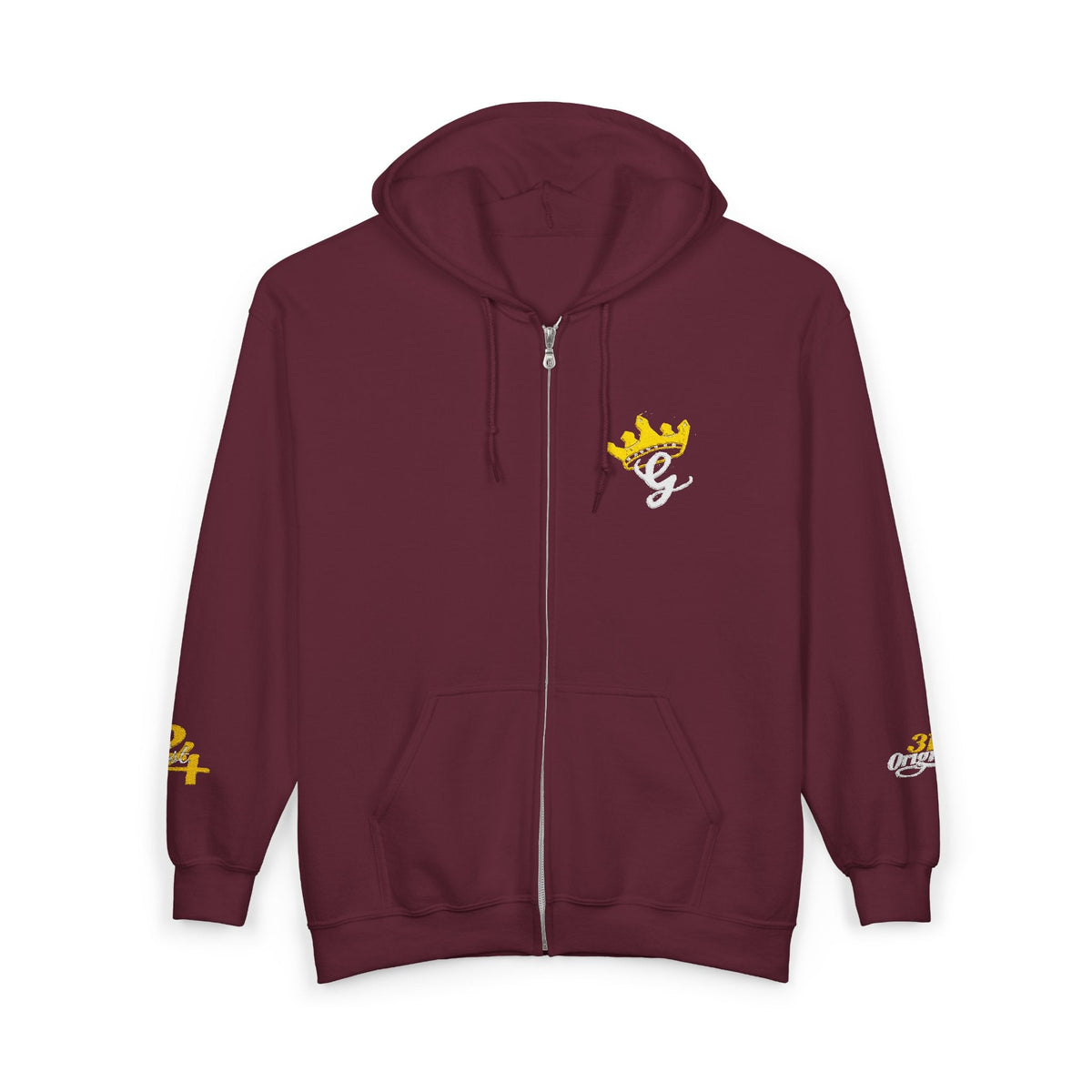 King's Gear Zip Hoodie — Full-Zip with Gold Crown Emblem - 314 Originals