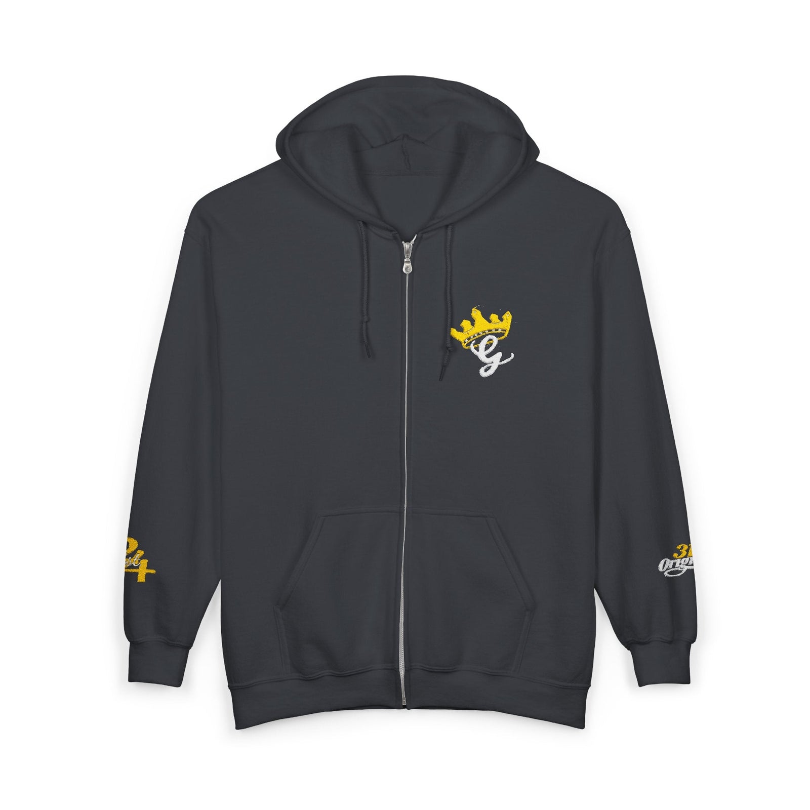 King's Gear Zip Hoodie — Full‑Zip with Gold Crown Emblem - 314 Originals