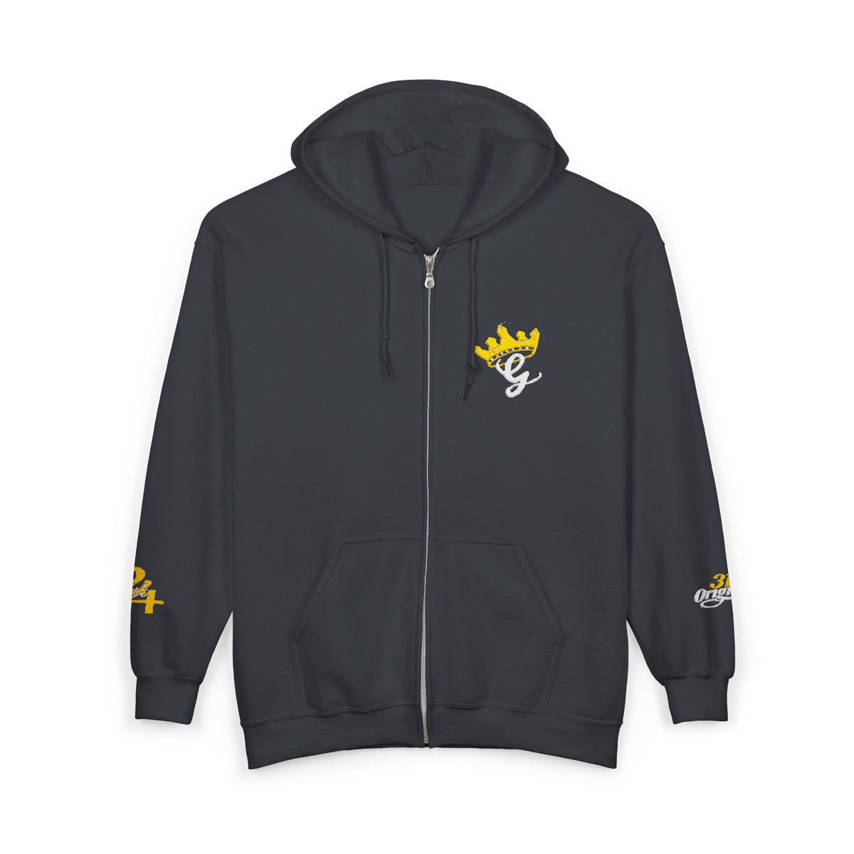 King's Gear Zip Hoodie — Full-Zip with Gold Crown Emblem - 314 Originals