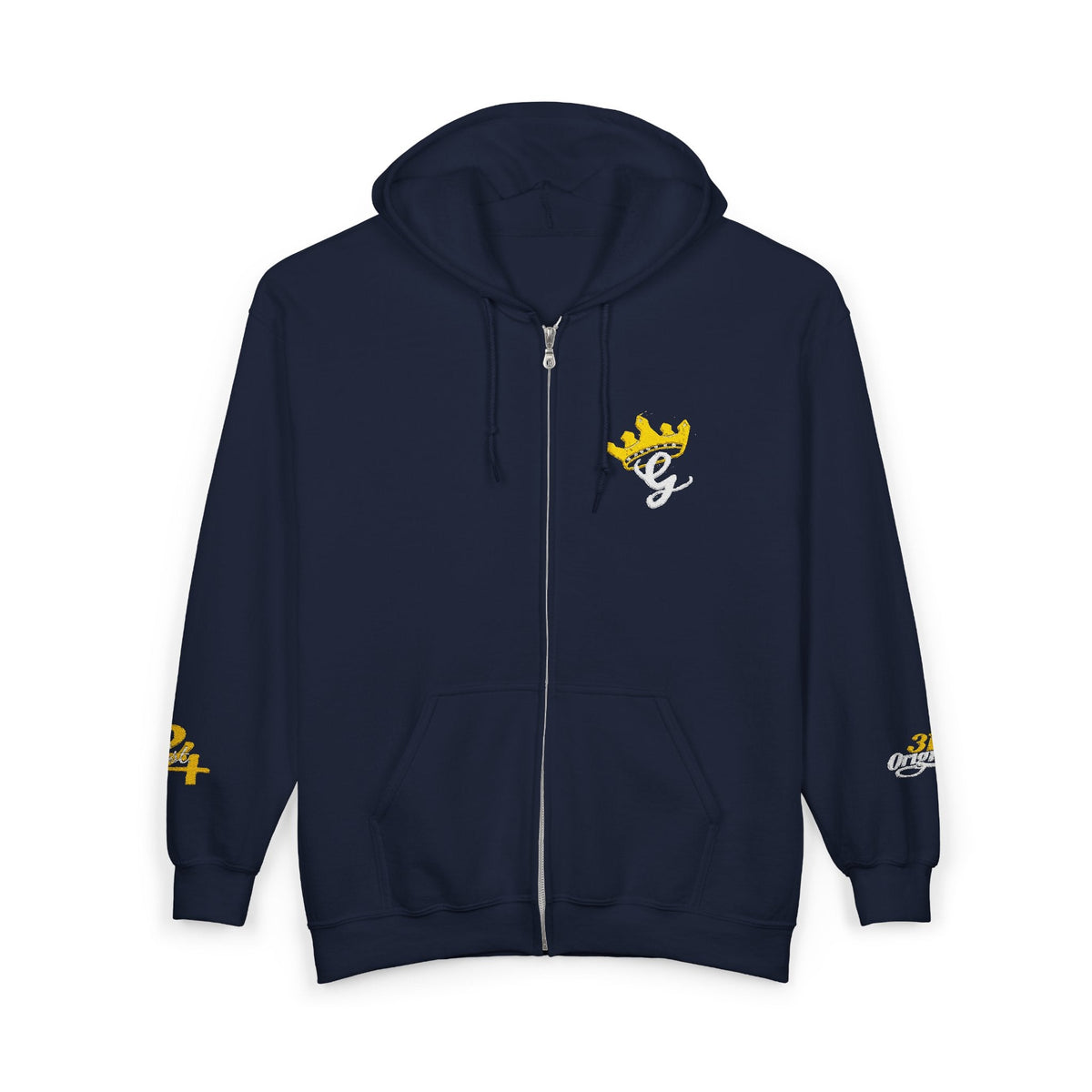 King's Gear Zip Hoodie — Full-Zip with Gold Crown Emblem - 314 Originals