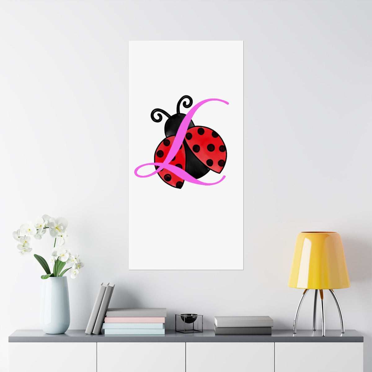 Ladybug Initial “L” Matte Poster — Cute Nursery Wall Art for Girls - 314 Originals