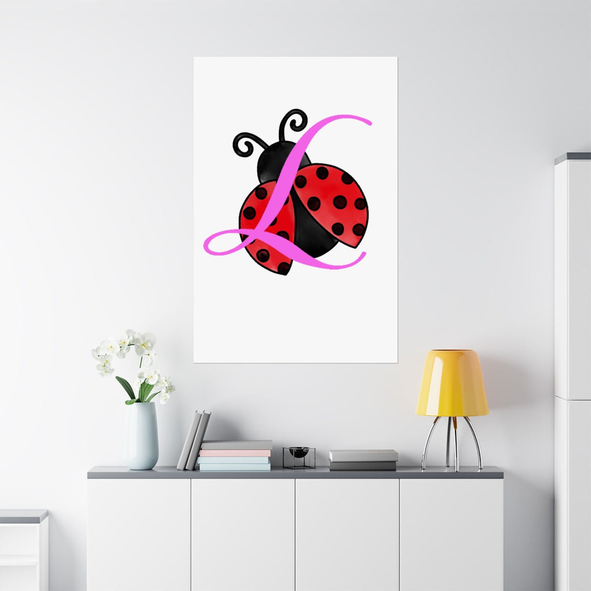 Ladybug Initial “L” Matte Poster — Cute Nursery Wall Art for Girls - 314 Originals