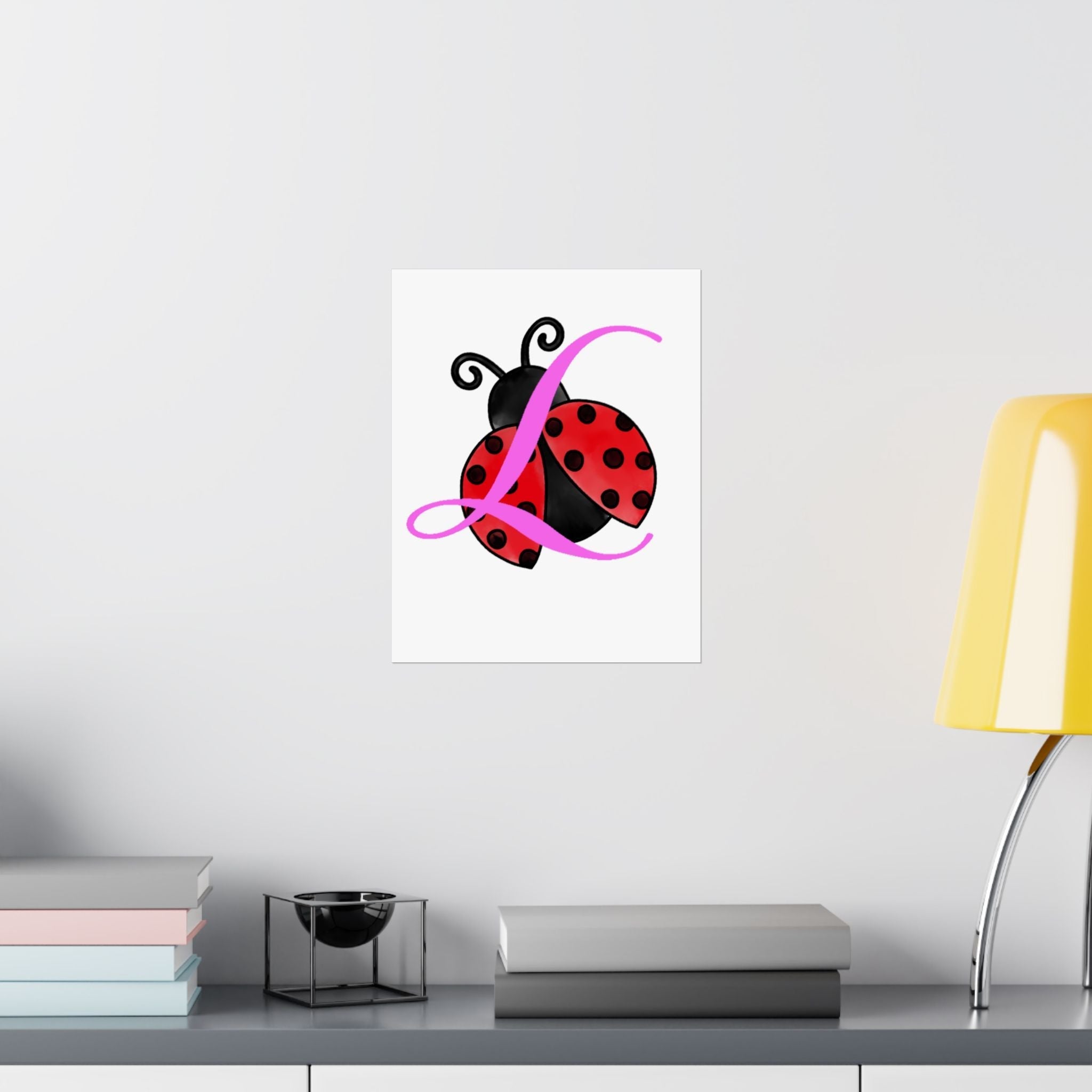 Ladybug Initial “L” Matte Poster — Cute Nursery Wall Art for Girls - 314 Originals