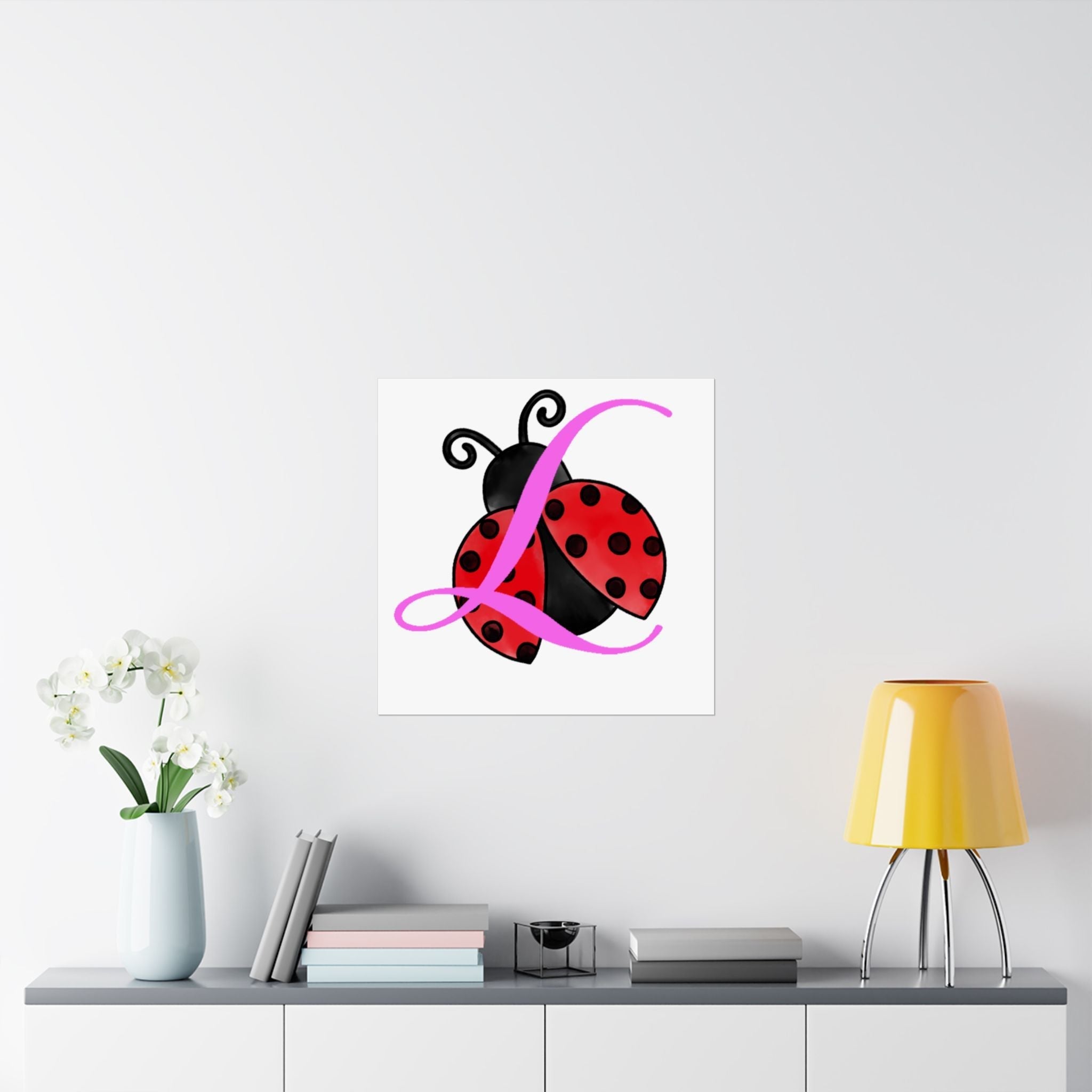 Ladybug Initial “L” Matte Poster — Cute Nursery Wall Art for Girls - 314 Originals