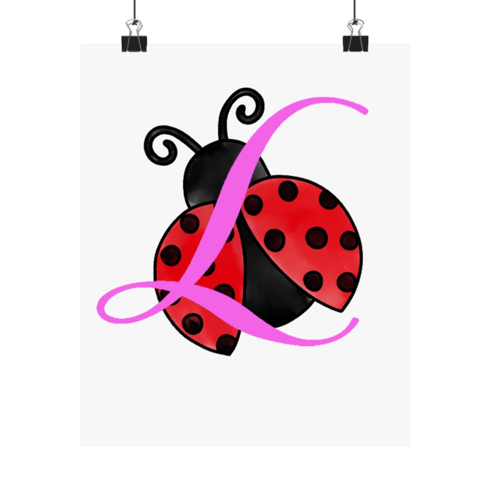 Ladybug Initial “L” Matte Poster — Cute Nursery Wall Art for Girls - 314 Originals