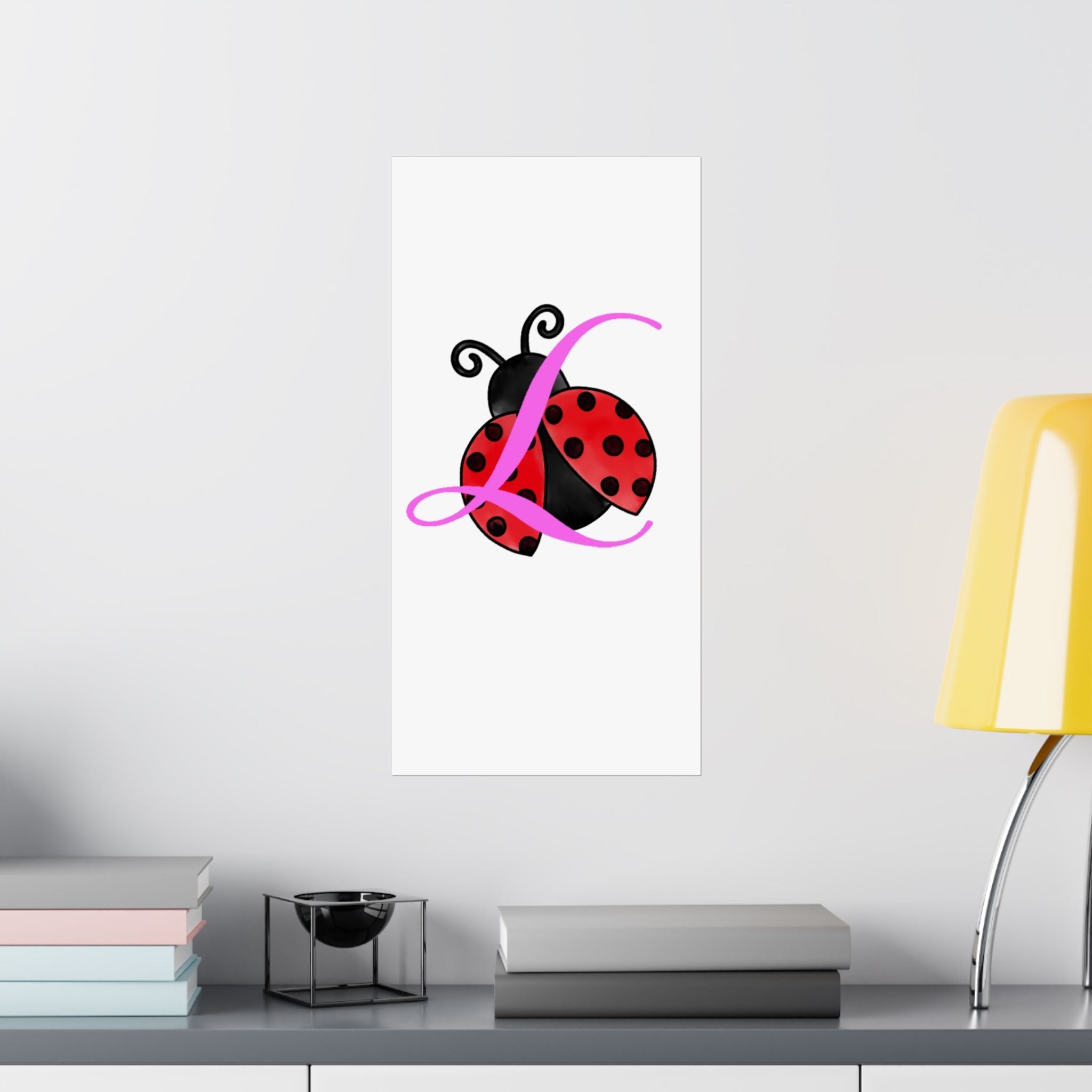 Ladybug Initial “L” Matte Poster — Cute Nursery Wall Art for Girls - 314 Originals