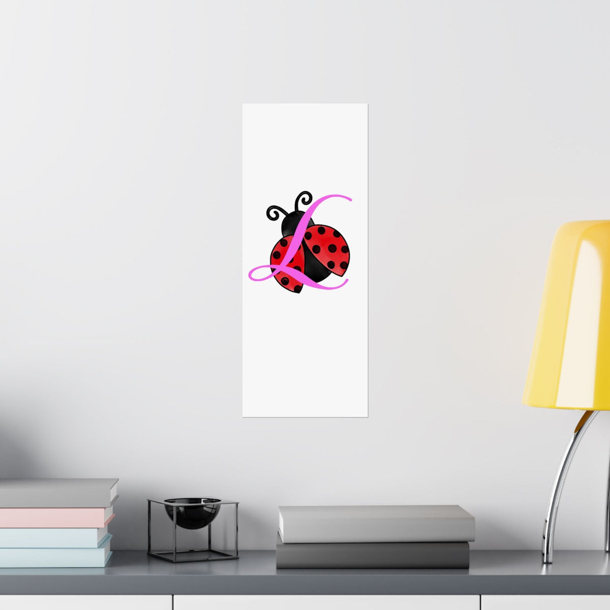 Ladybug Initial “L” Matte Poster — Cute Nursery Wall Art for Girls - 314 Originals