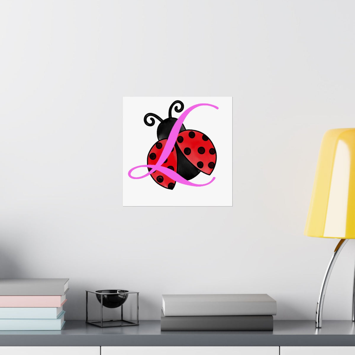 Ladybug Initial “L” Matte Poster — Cute Nursery Wall Art for Girls - 314 Originals