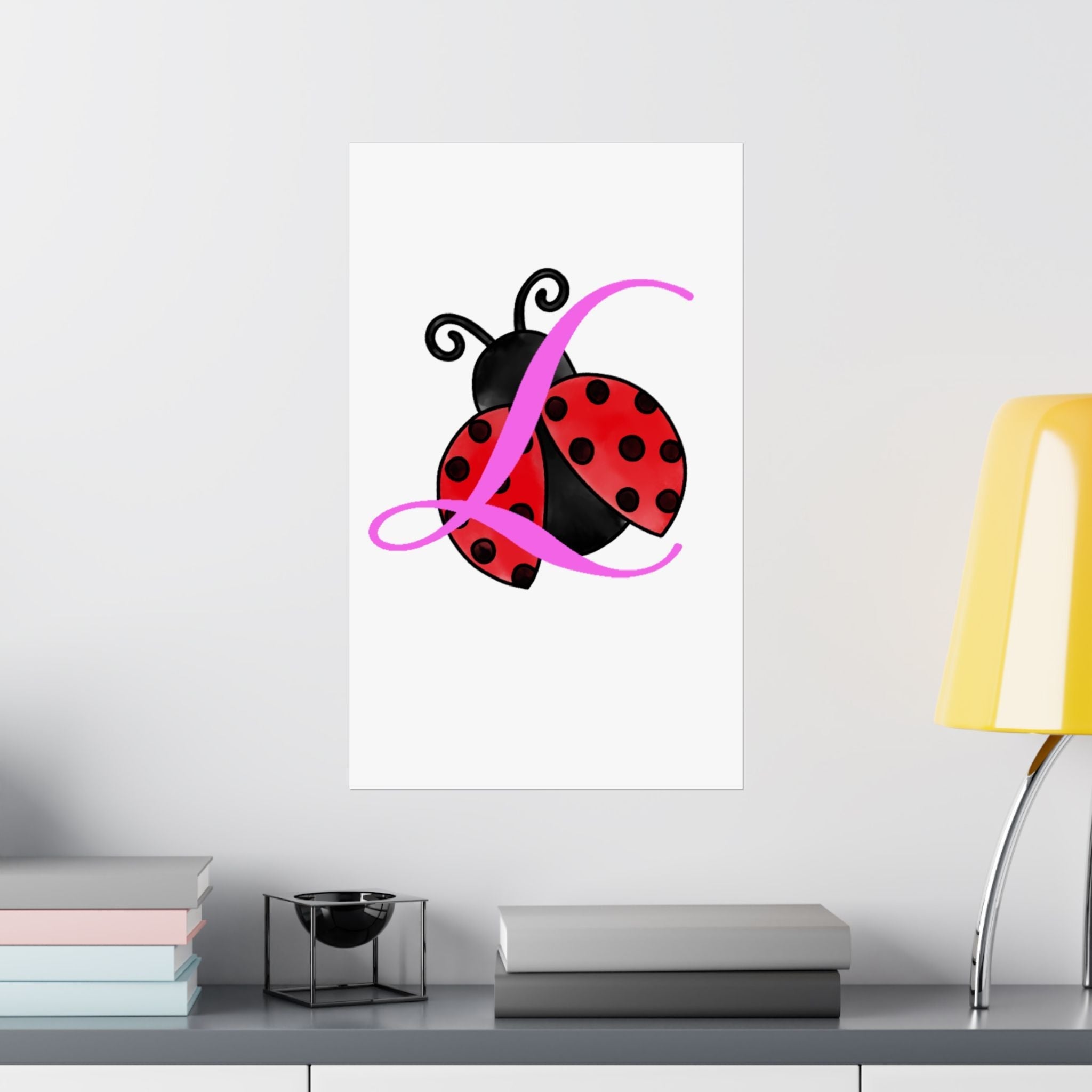 Ladybug Initial “L” Matte Poster — Cute Nursery Wall Art for Girls - 314 Originals