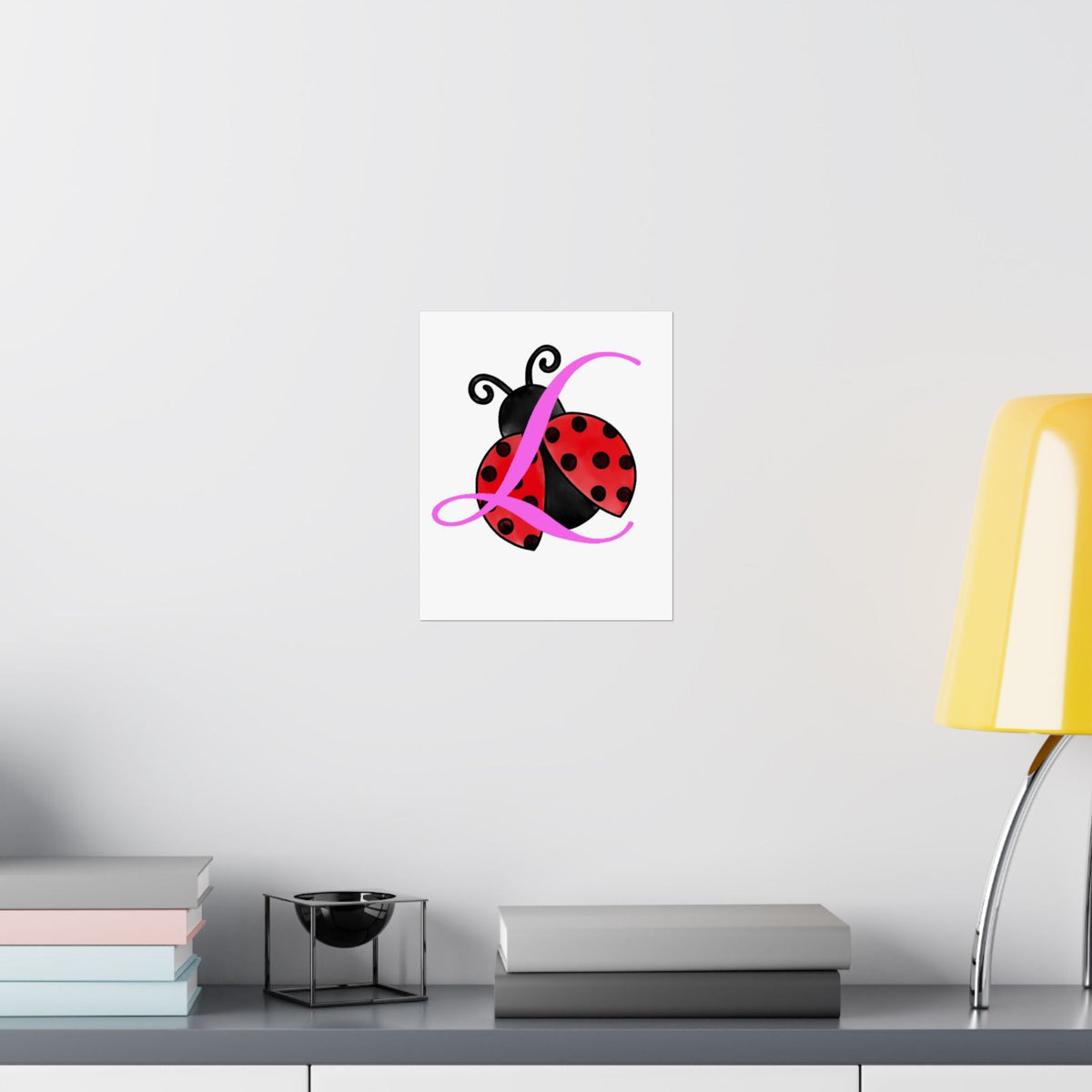 Ladybug Initial “L” Matte Poster — Cute Nursery Wall Art for Girls - 314 Originals