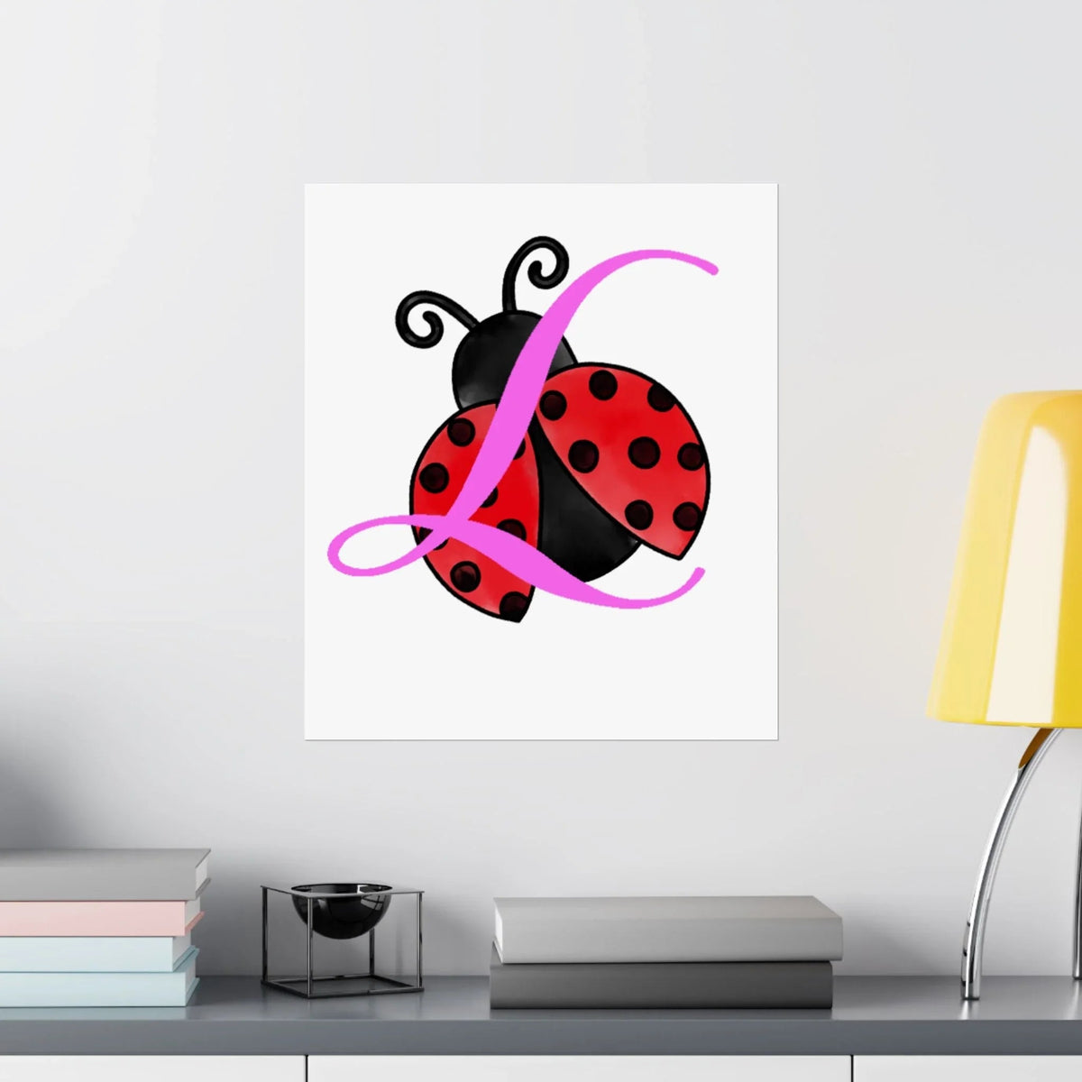Ladybug Initial “L” Matte Poster — Cute Nursery Wall Art for Girls - 314 Originals