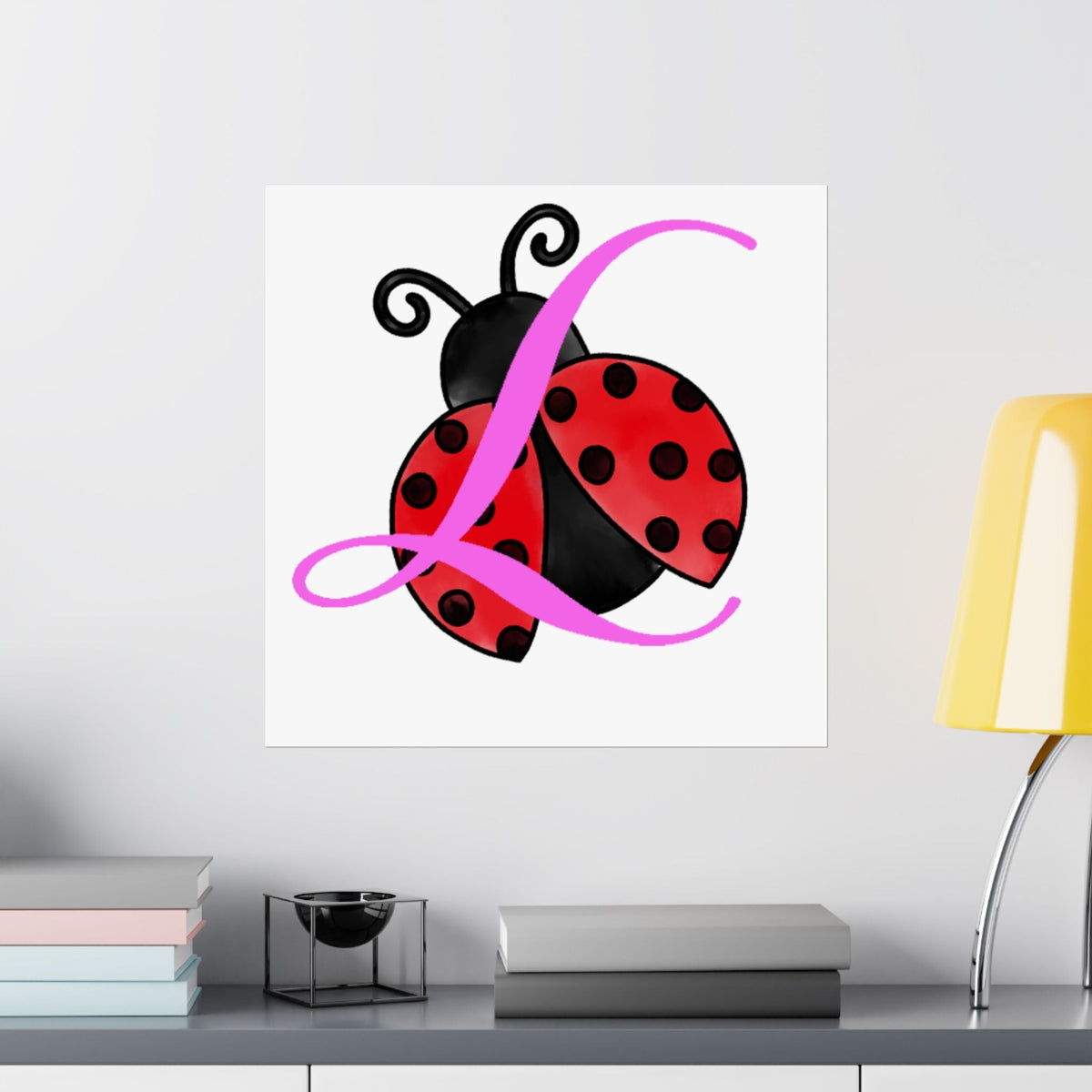 Ladybug Initial “L” Matte Poster — Cute Nursery Wall Art for Girls - 314 Originals