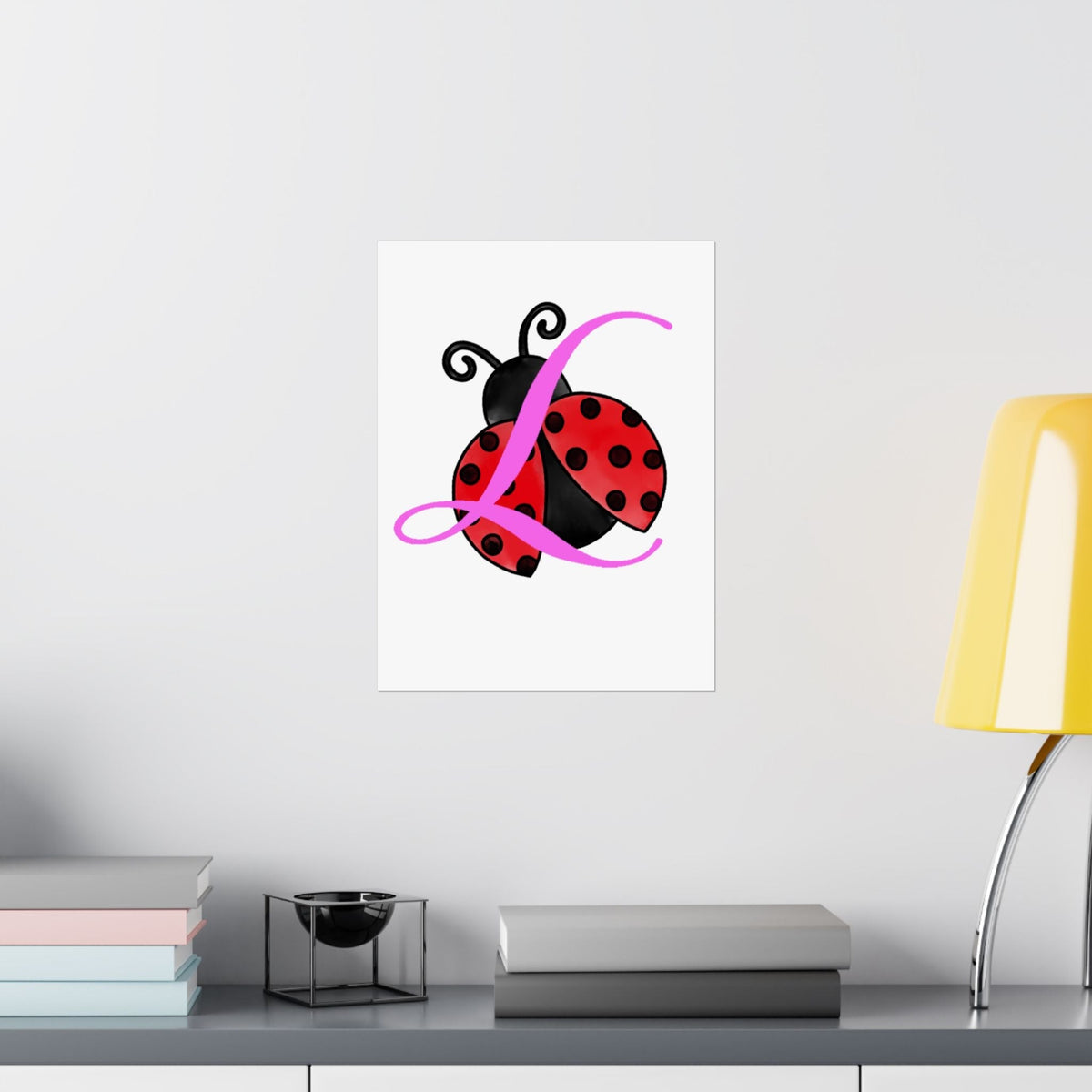 Ladybug Initial “L” Matte Poster — Cute Nursery Wall Art for Girls - 314 Originals
