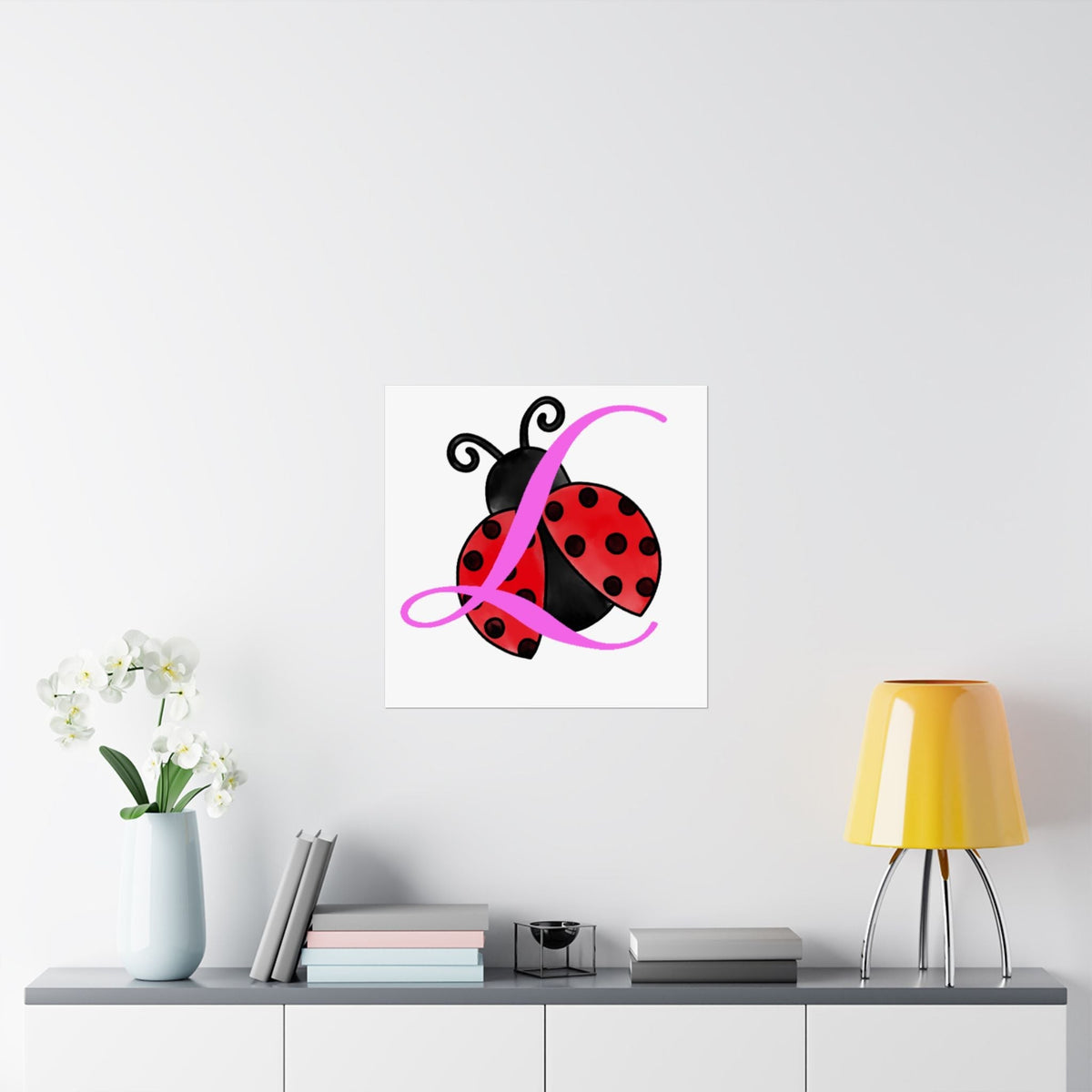 Ladybug Initial “L” Matte Poster — Cute Nursery Wall Art for Girls - 314 Originals