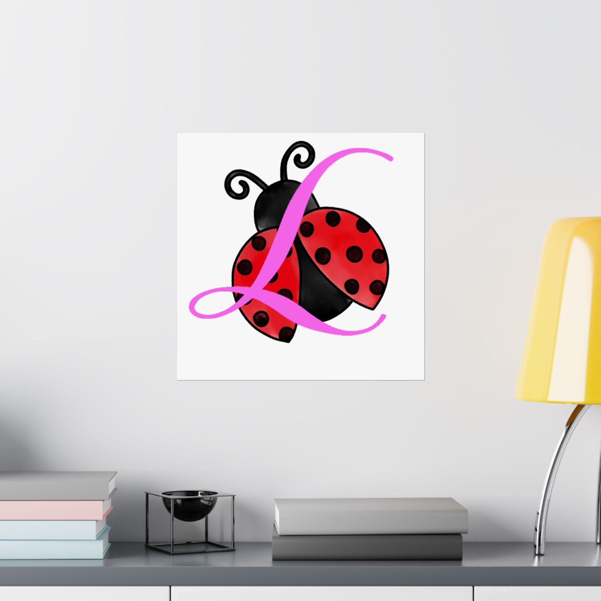 Ladybug Initial “L” Matte Poster — Cute Nursery Wall Art for Girls - 314 Originals