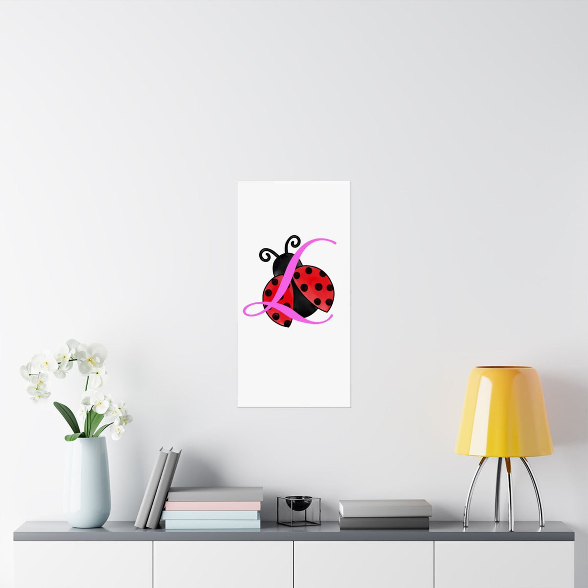 Ladybug Initial “L” Matte Poster — Cute Nursery Wall Art for Girls - 314 Originals