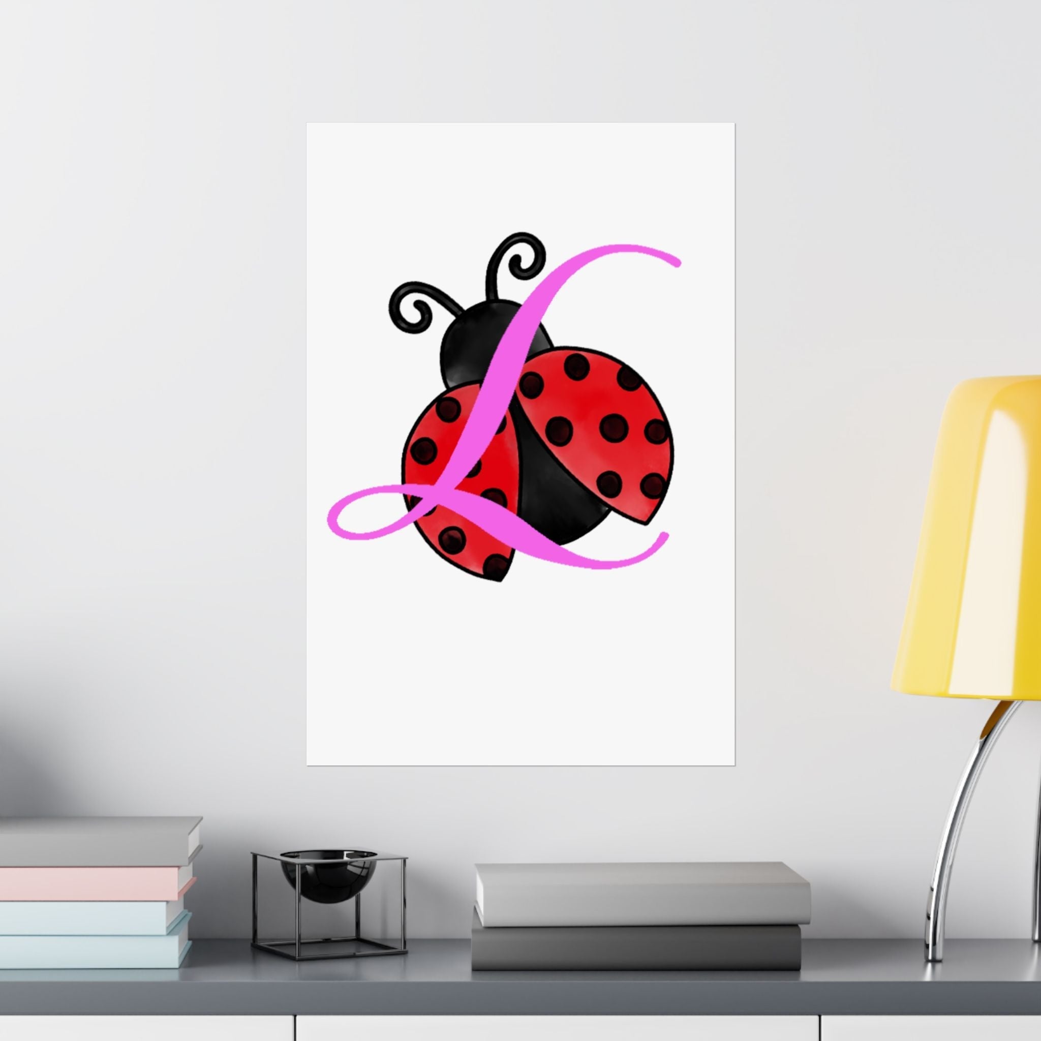 Ladybug Initial “L” Matte Poster — Cute Nursery Wall Art for Girls - 314 Originals