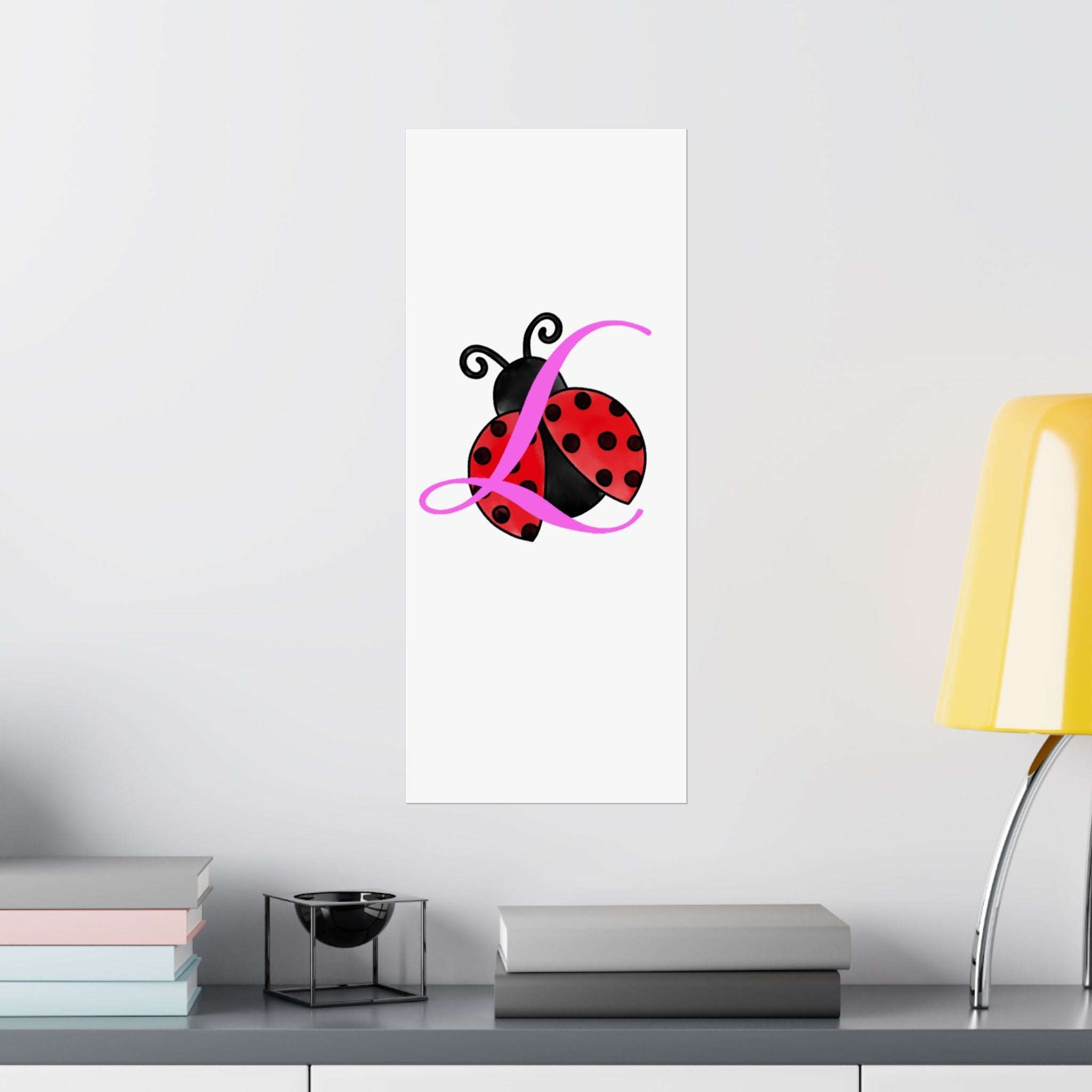 Ladybug Initial “L” Matte Poster — Cute Nursery Wall Art for Girls - 314 Originals