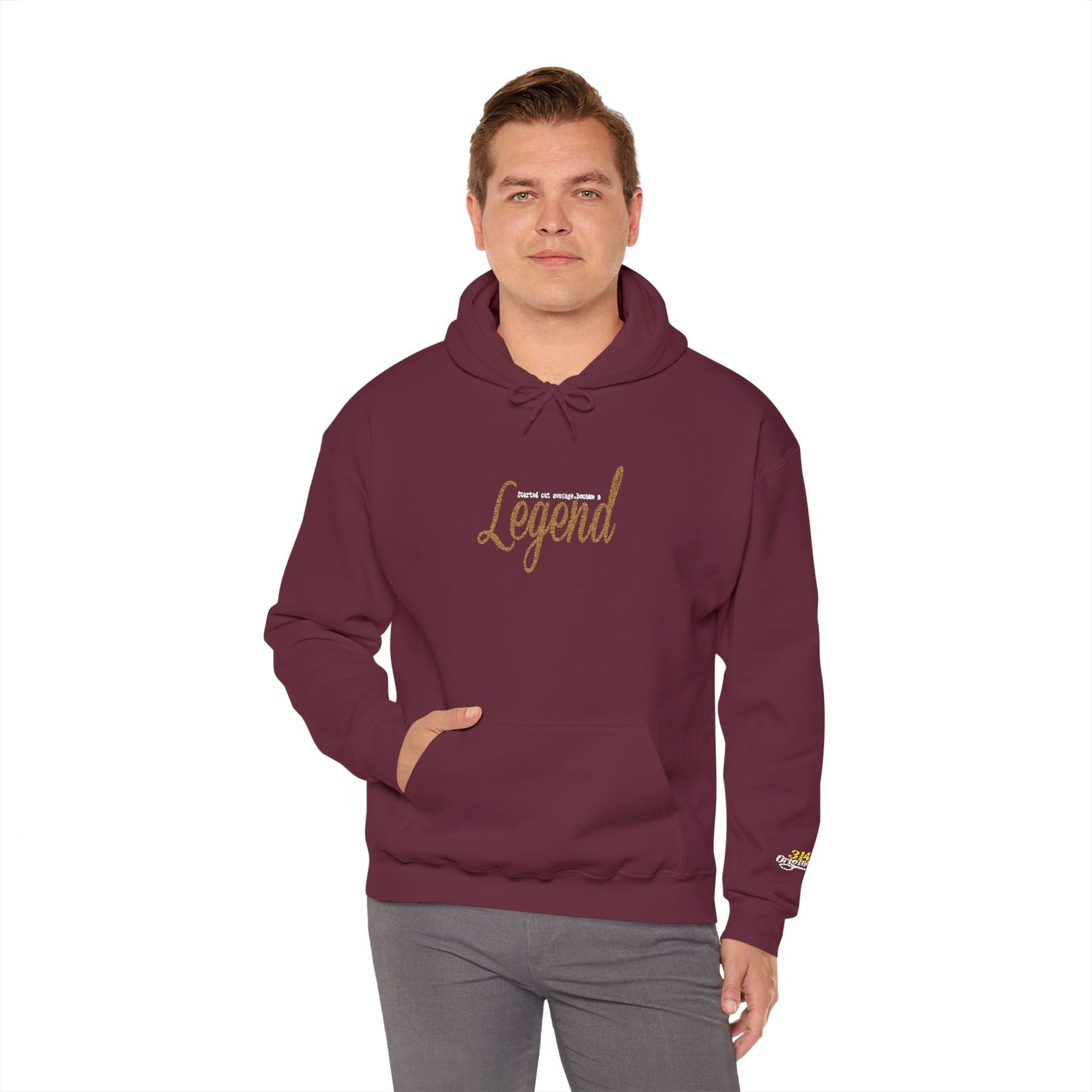 Legend Script Hoodie-Cozy Pullover with Gold Text - 314 Originals