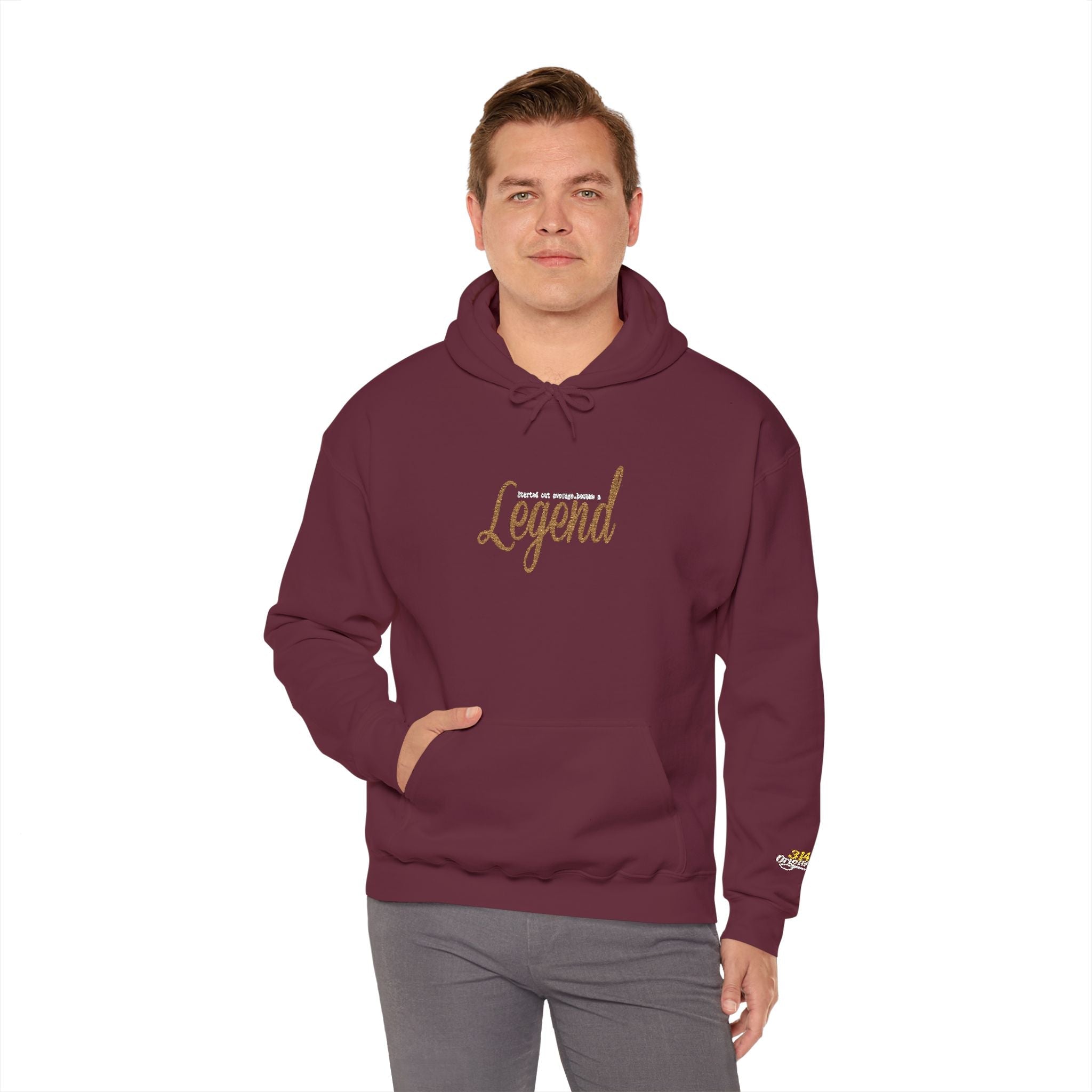 Legend Script Hoodie-Cozy Pullover with Gold Text - 314 Originals