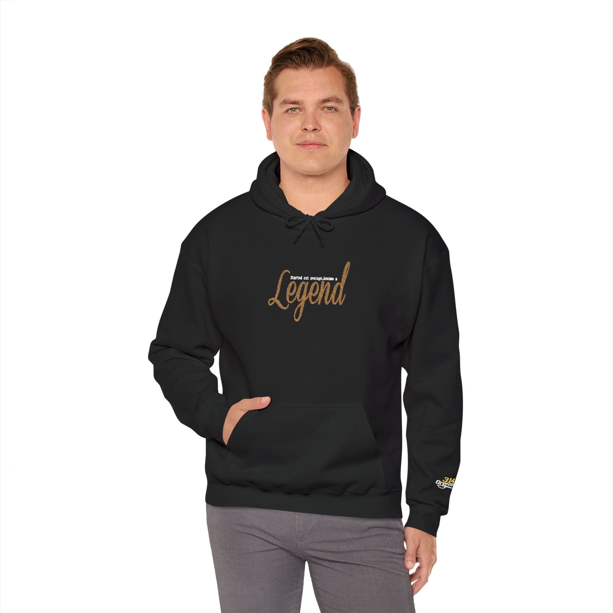 Legend Script Hoodie-Cozy Pullover with Gold Text - 314 Originals