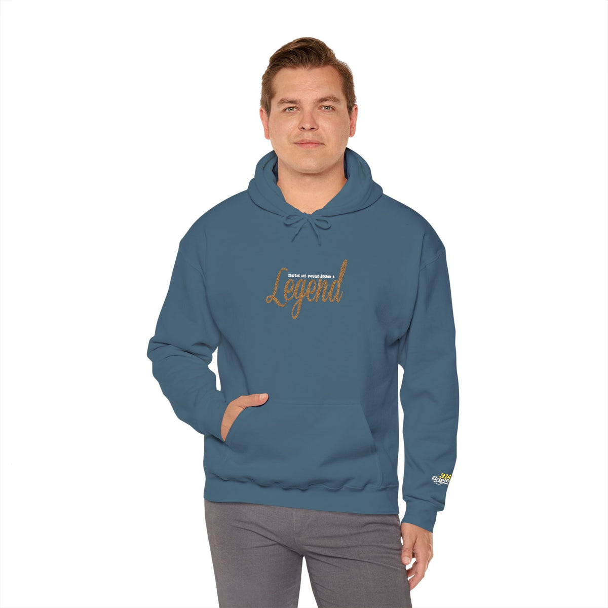 Legend Script Hoodie-Cozy Pullover with Gold Text - 314 Originals