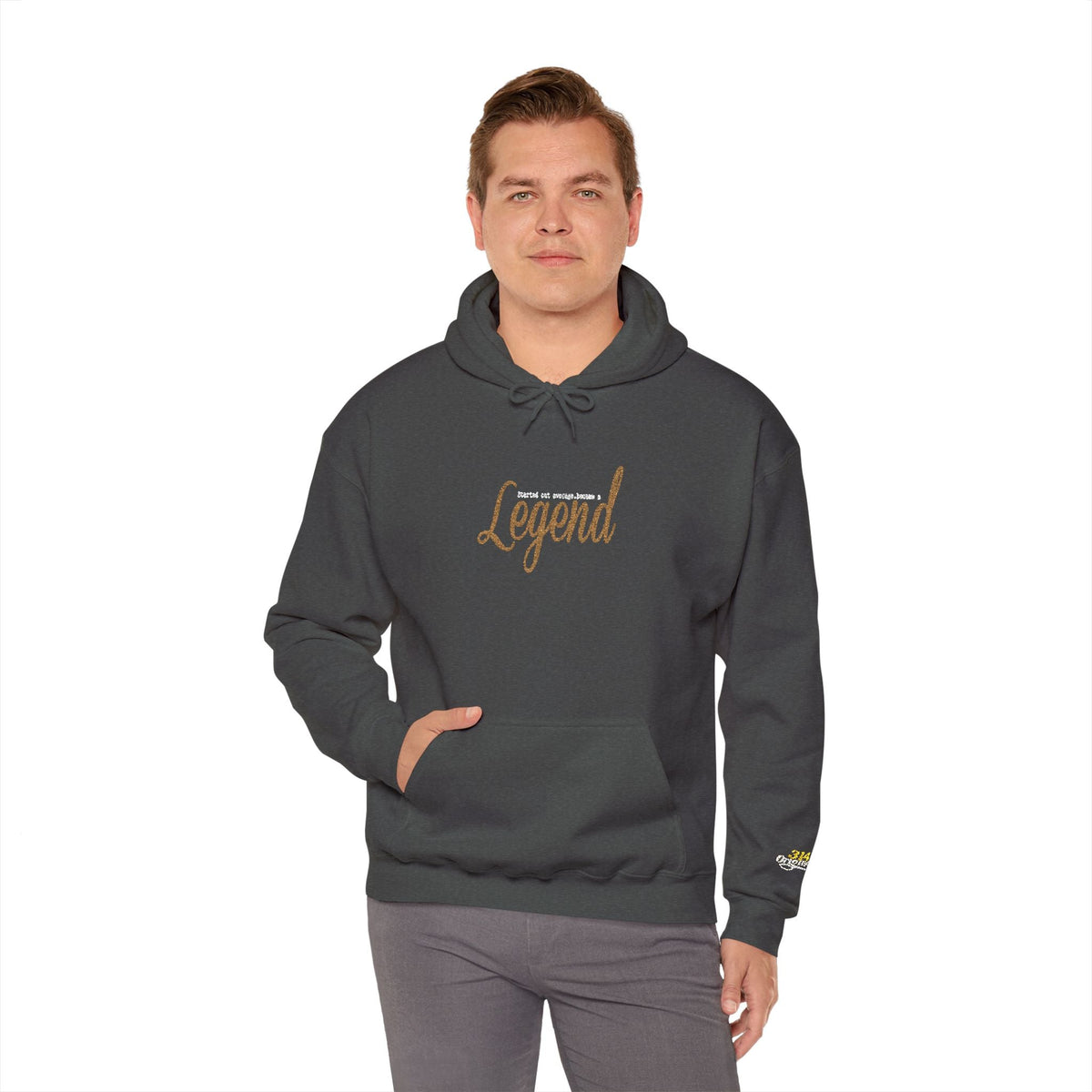 Legend Script Hoodie-Cozy Pullover with Gold Text - 314 Originals