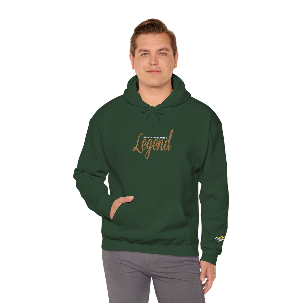 Legend Script Hoodie-Cozy Pullover with Gold Text - 314 Originals